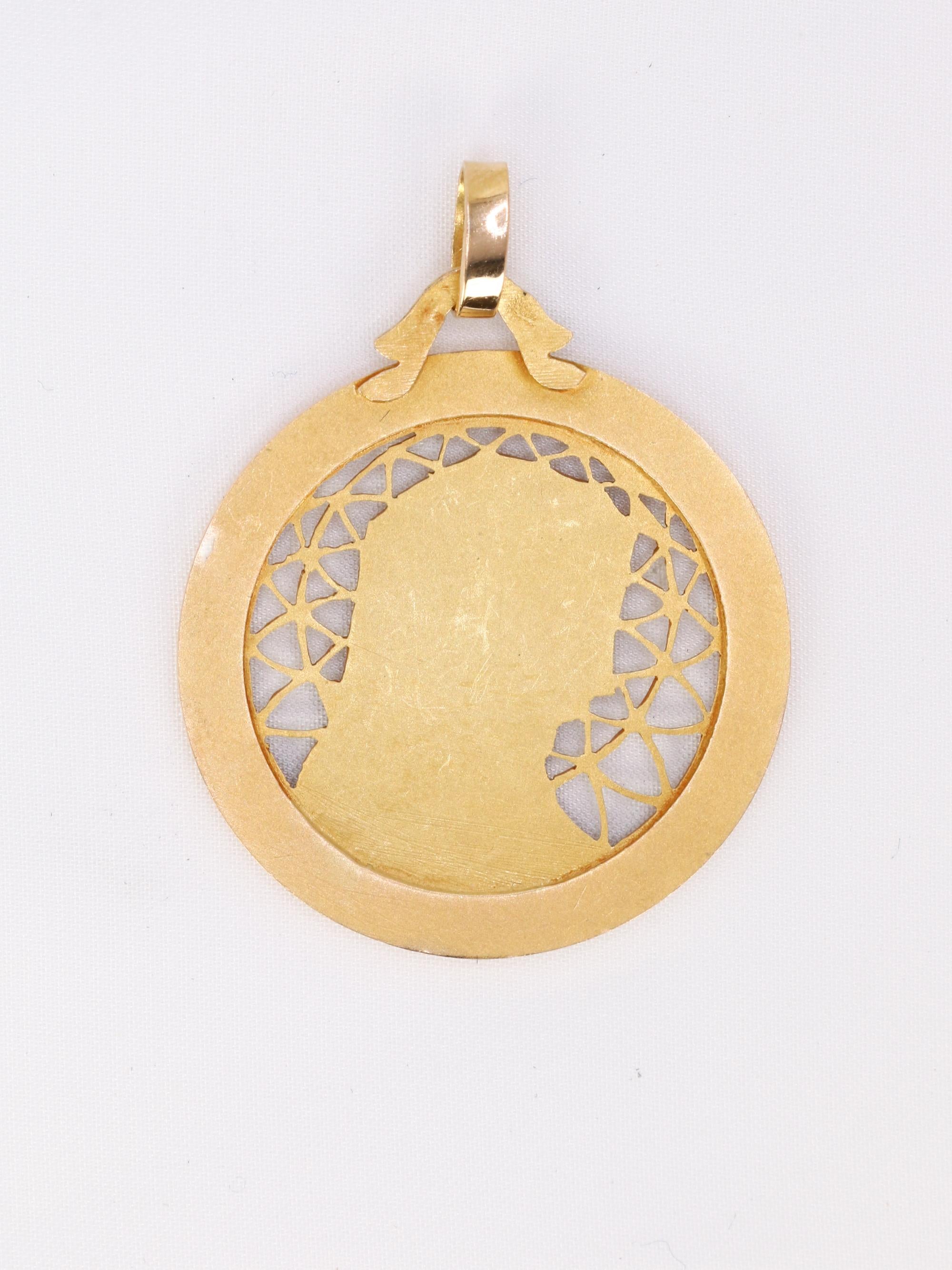 DROPSY Médaille vintage Vierge de profil or jaune