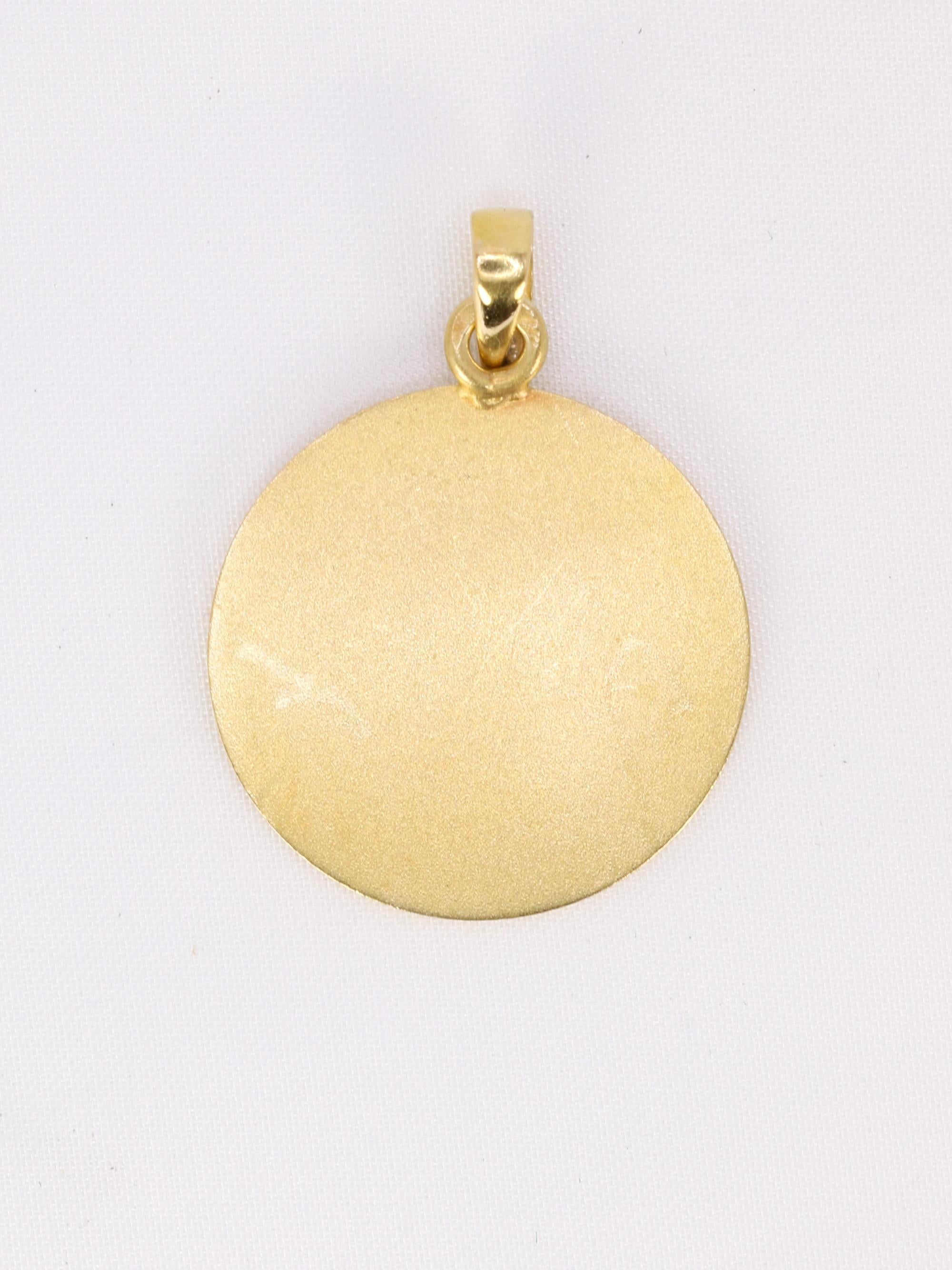 Médaille amour AUGIS ronde Plus qu'hier moins que demain or jaune rubis diamants