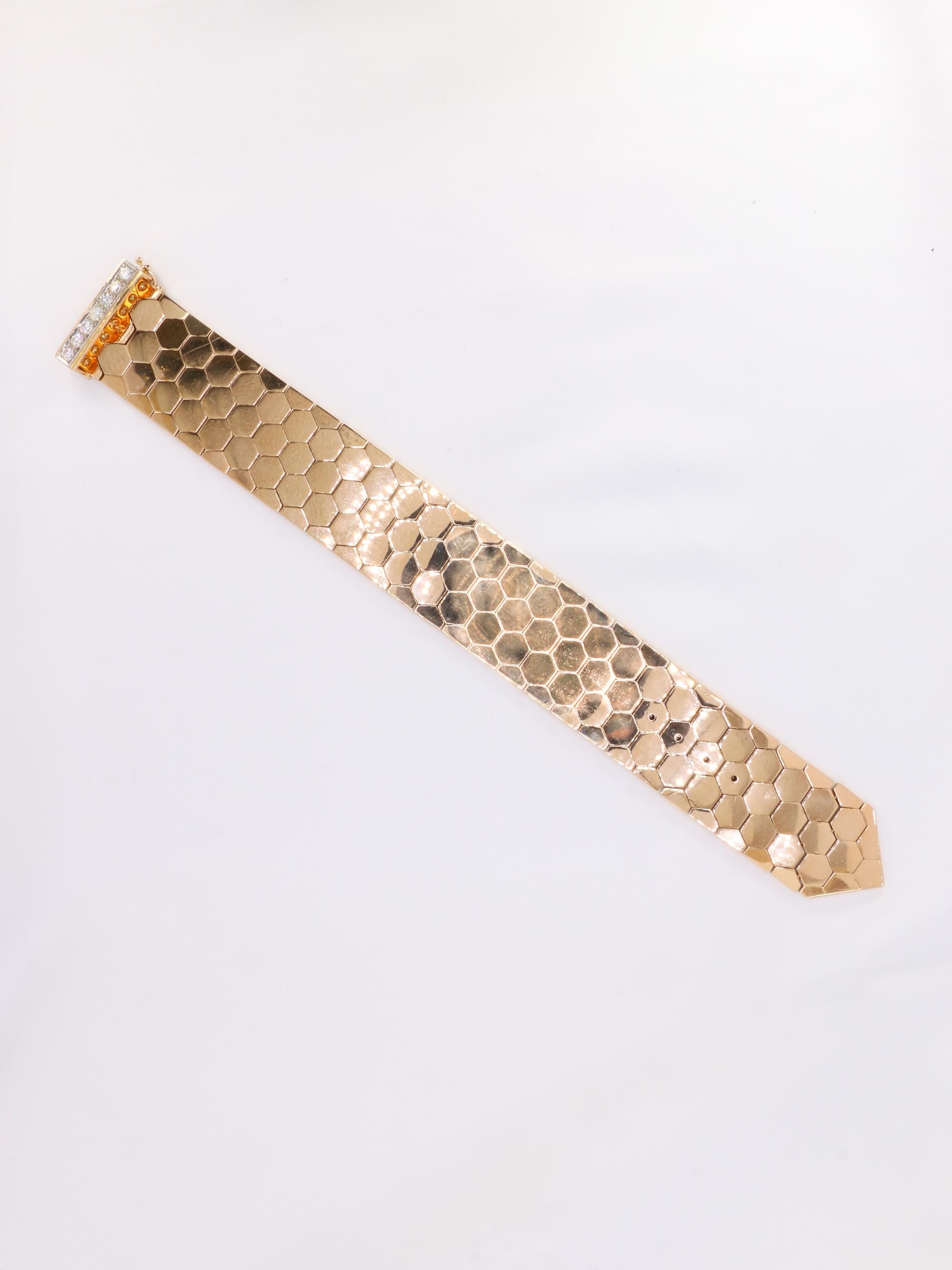 Bracelet ceinture vintage or rose diamants 1.4 ct