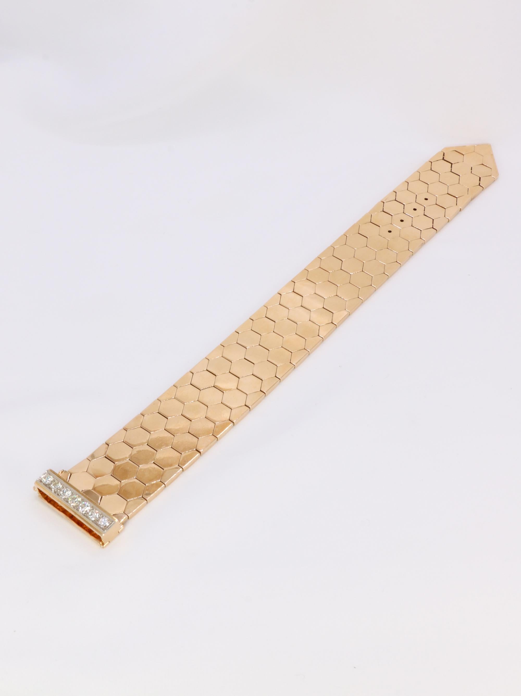 Bracelet ceinture vintage or rose diamants 1.4 ct