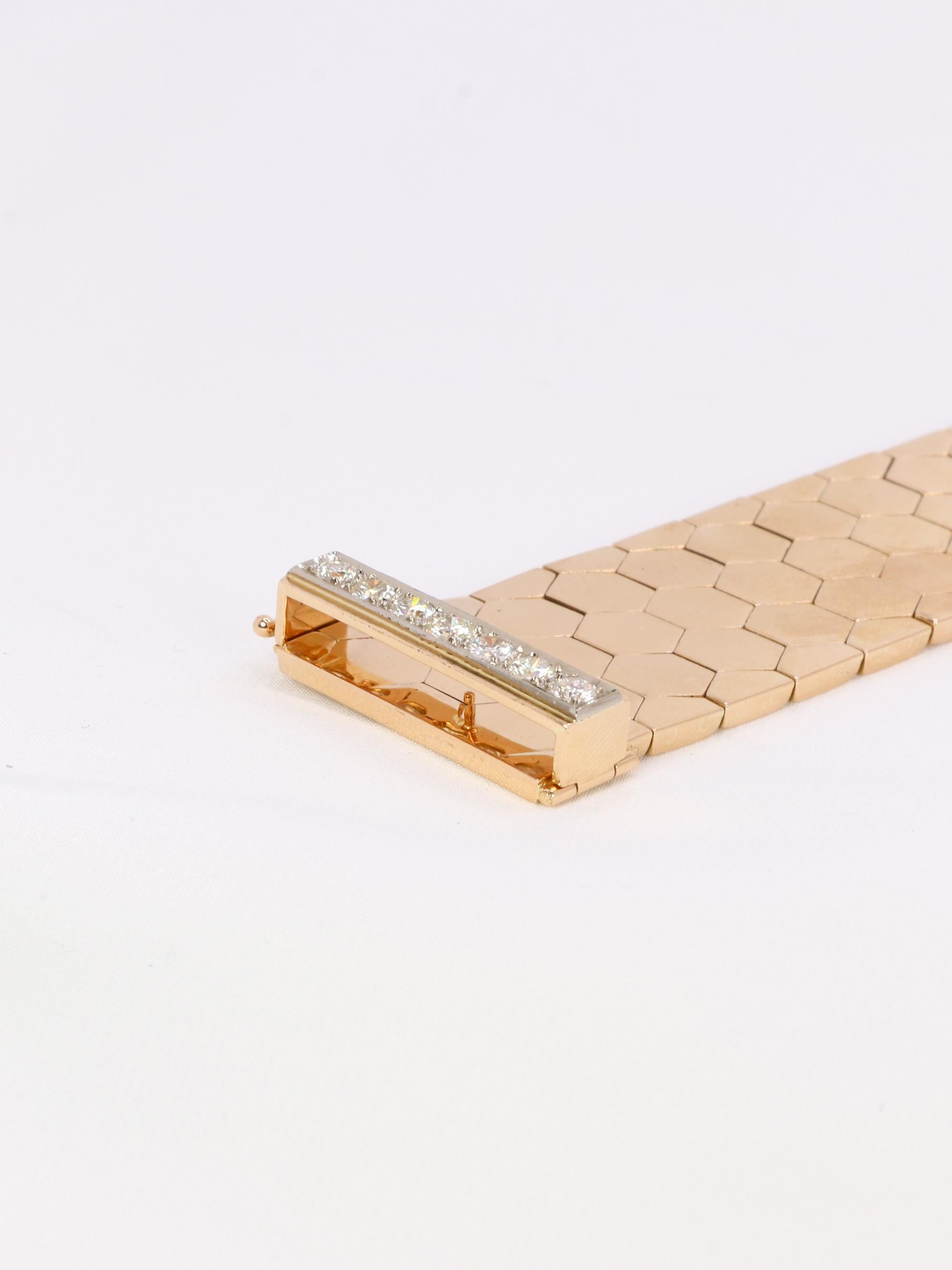 Bracelet ceinture vintage or rose diamants 1.4 ct