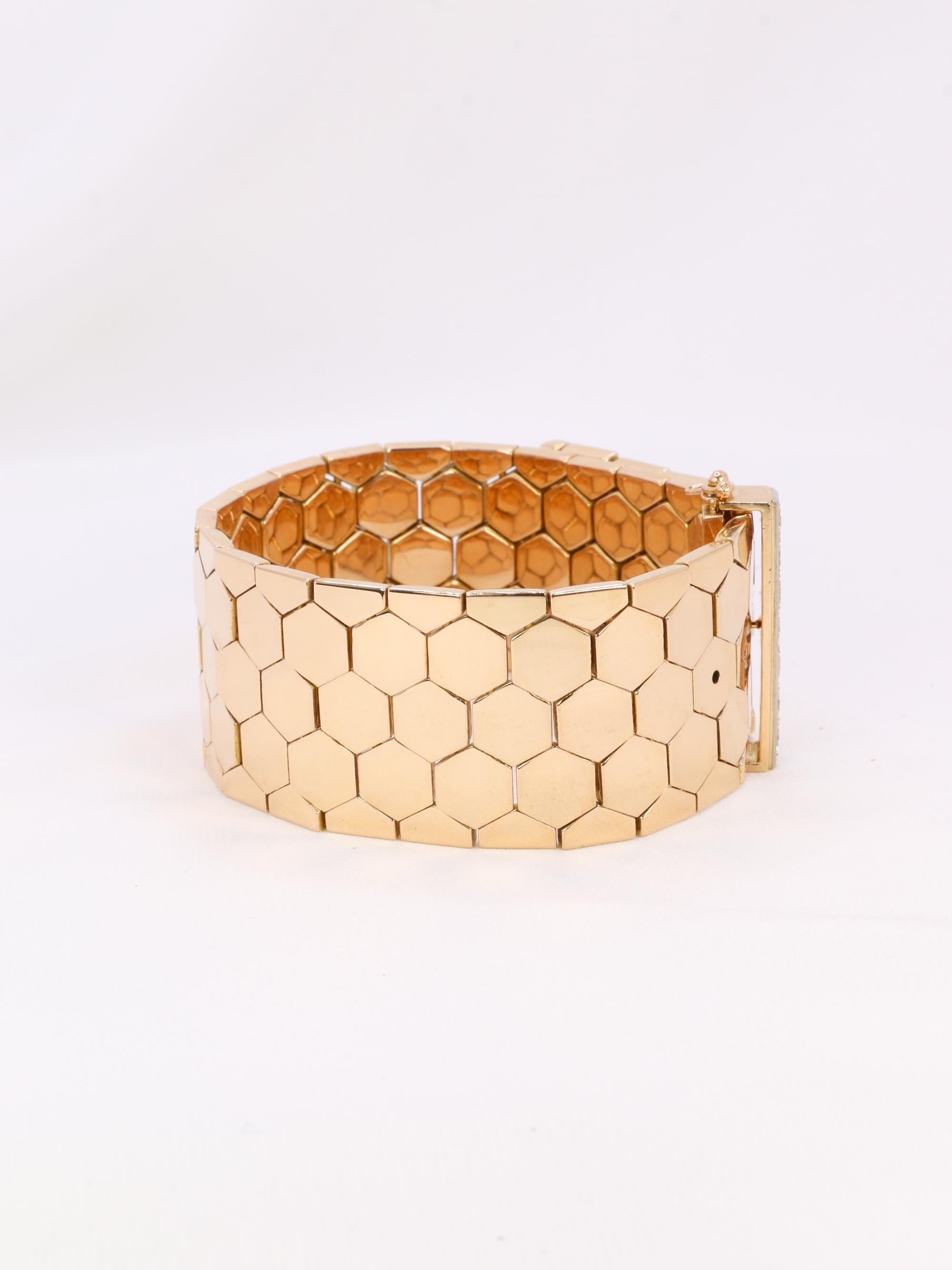 Bracelet ceinture vintage or rose diamants 1.4 ct