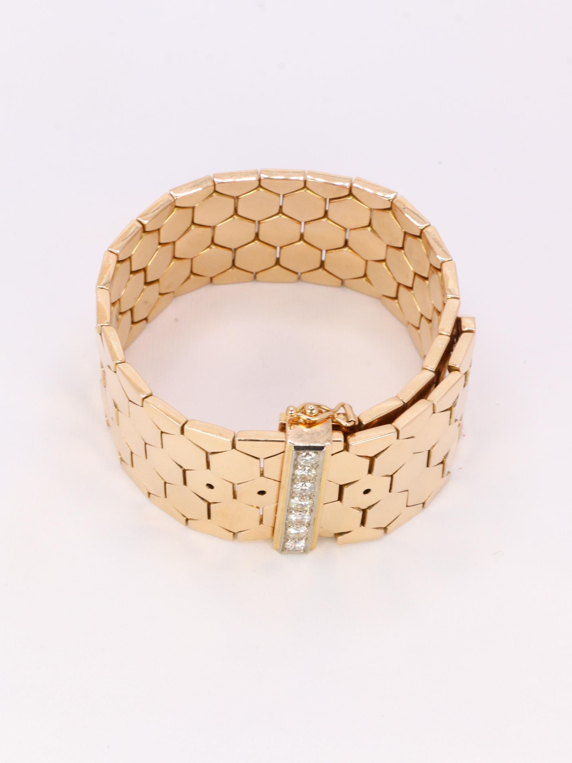 Bracelet ceinture vintage or rose diamants 1.4 ct