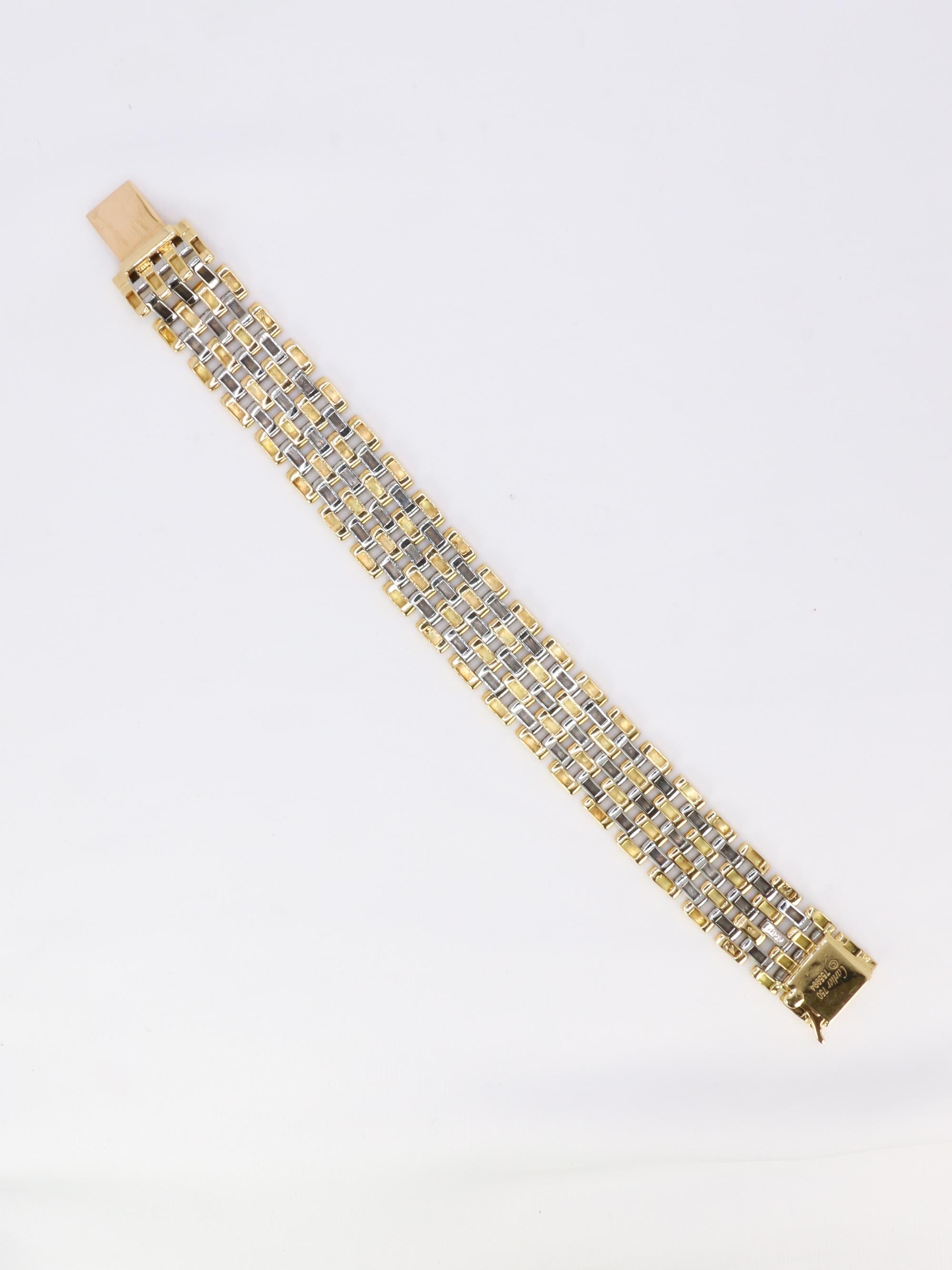 CARTIER Bracelet maillons panthère or jaune acier