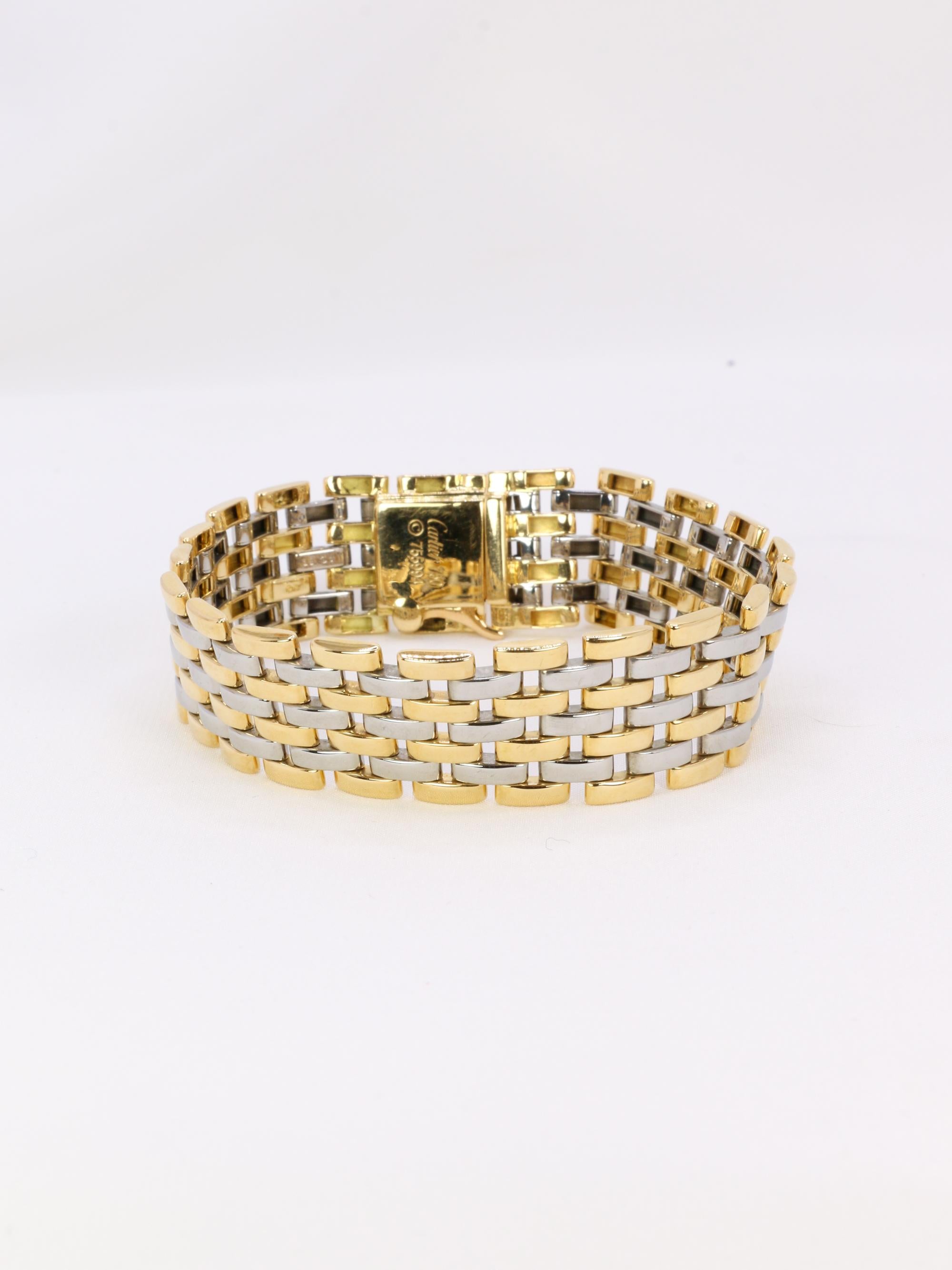 CARTIER Bracelet maillons panthère or jaune acier