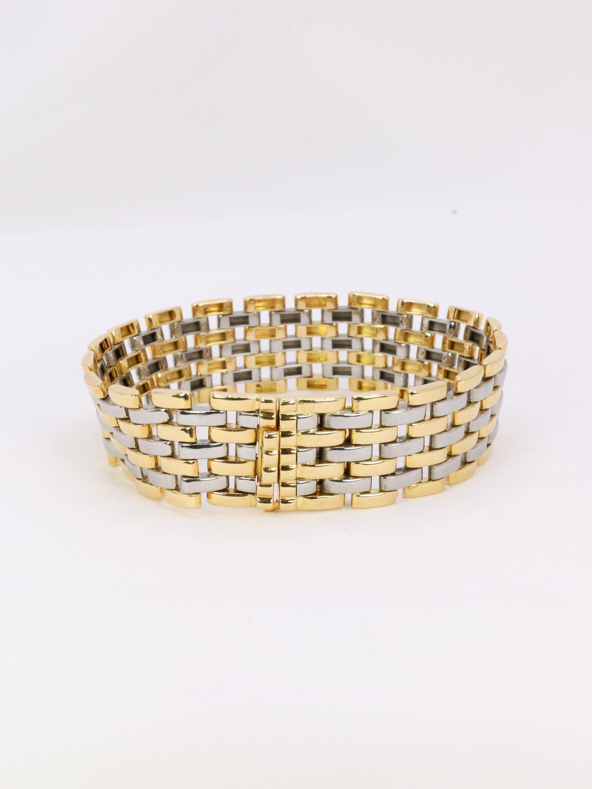 CARTIER Bracelet maillons panthère or jaune acier