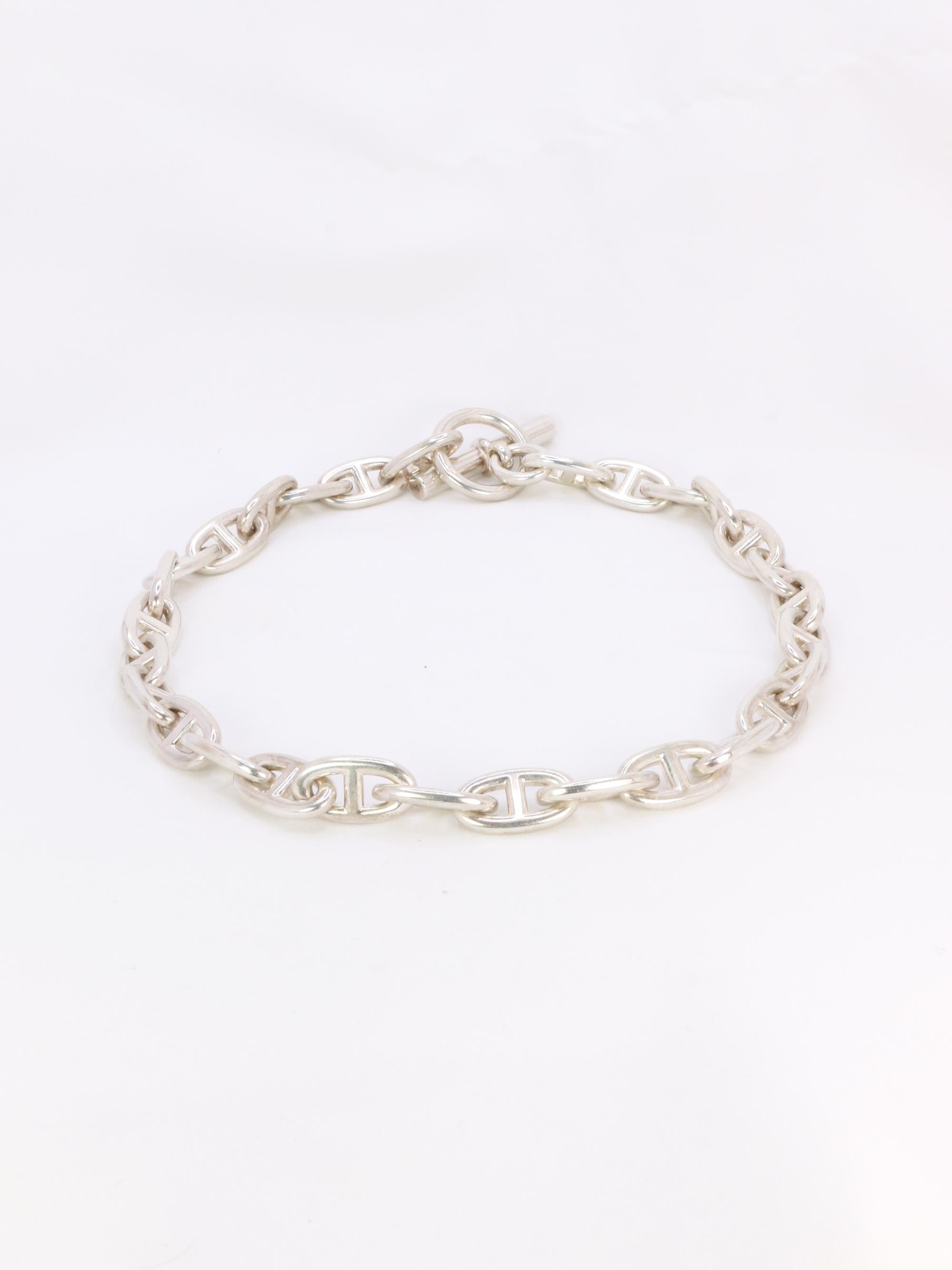 HERMES Collier argent chaîne d'ancre grand modele