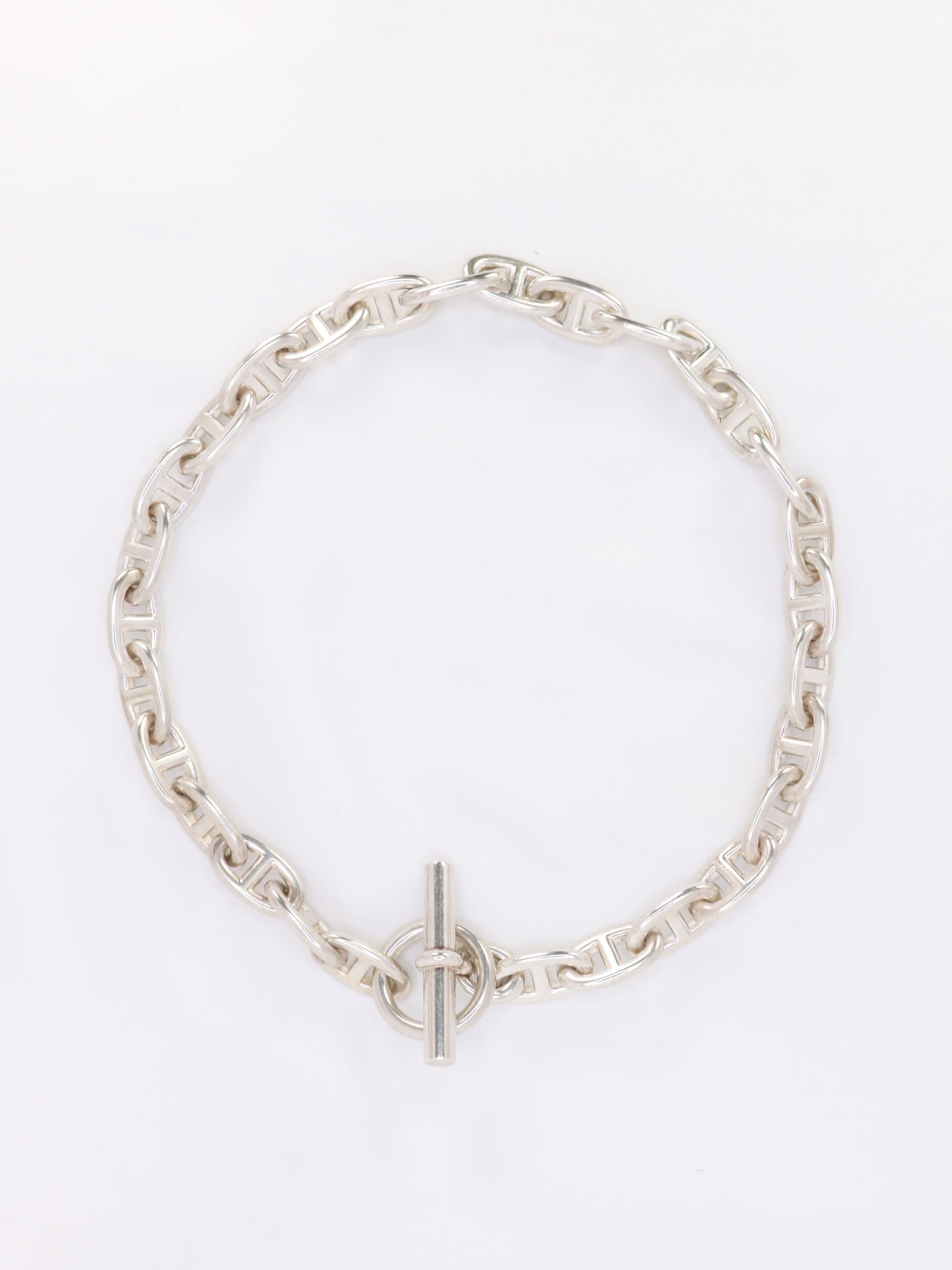 HERMES Collier argent chaîne d'ancre grand modele