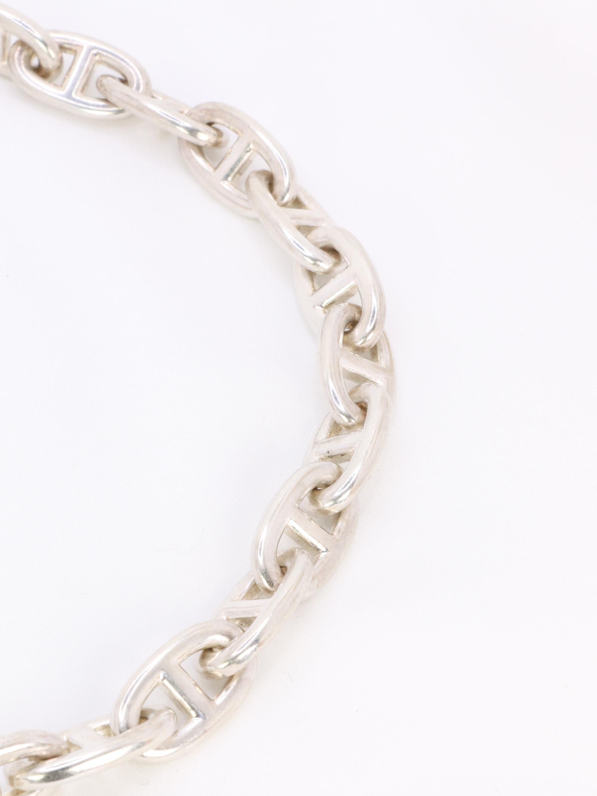 HERMES Collier argent chaîne d'ancre grand modele