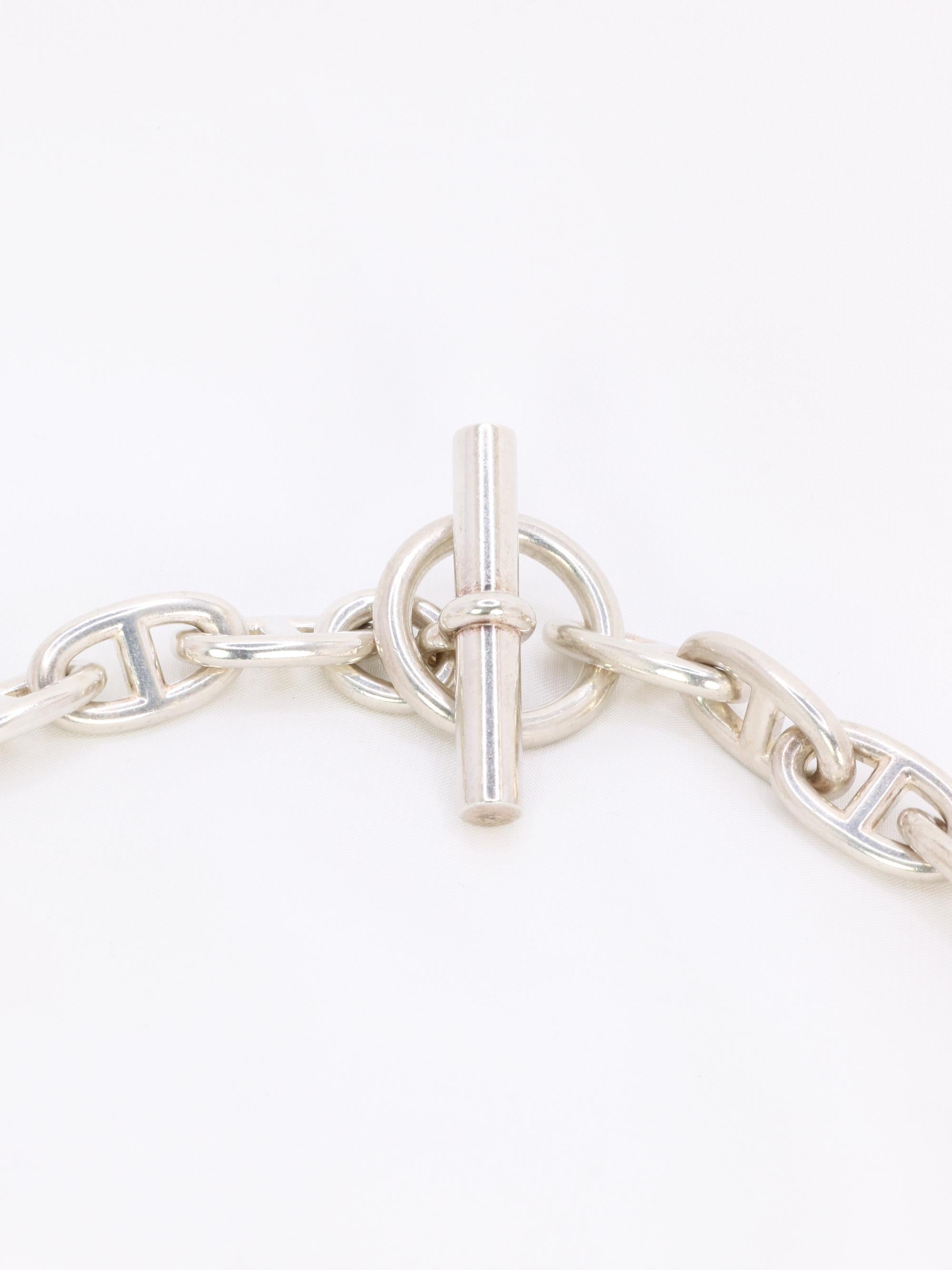 HERMES Collier argent chaîne d'ancre grand modele