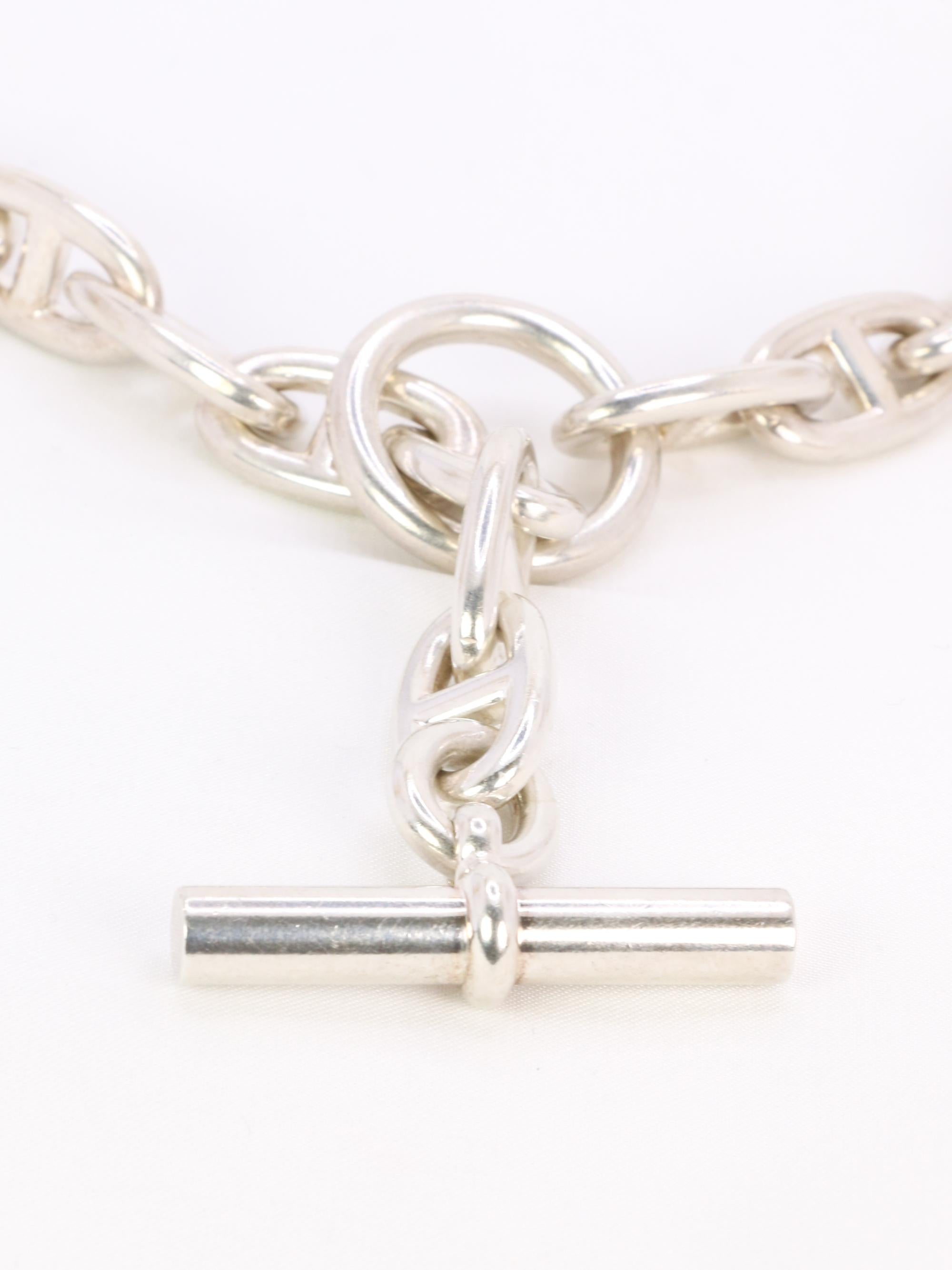 HERMES Collier argent chaîne d'ancre grand modele