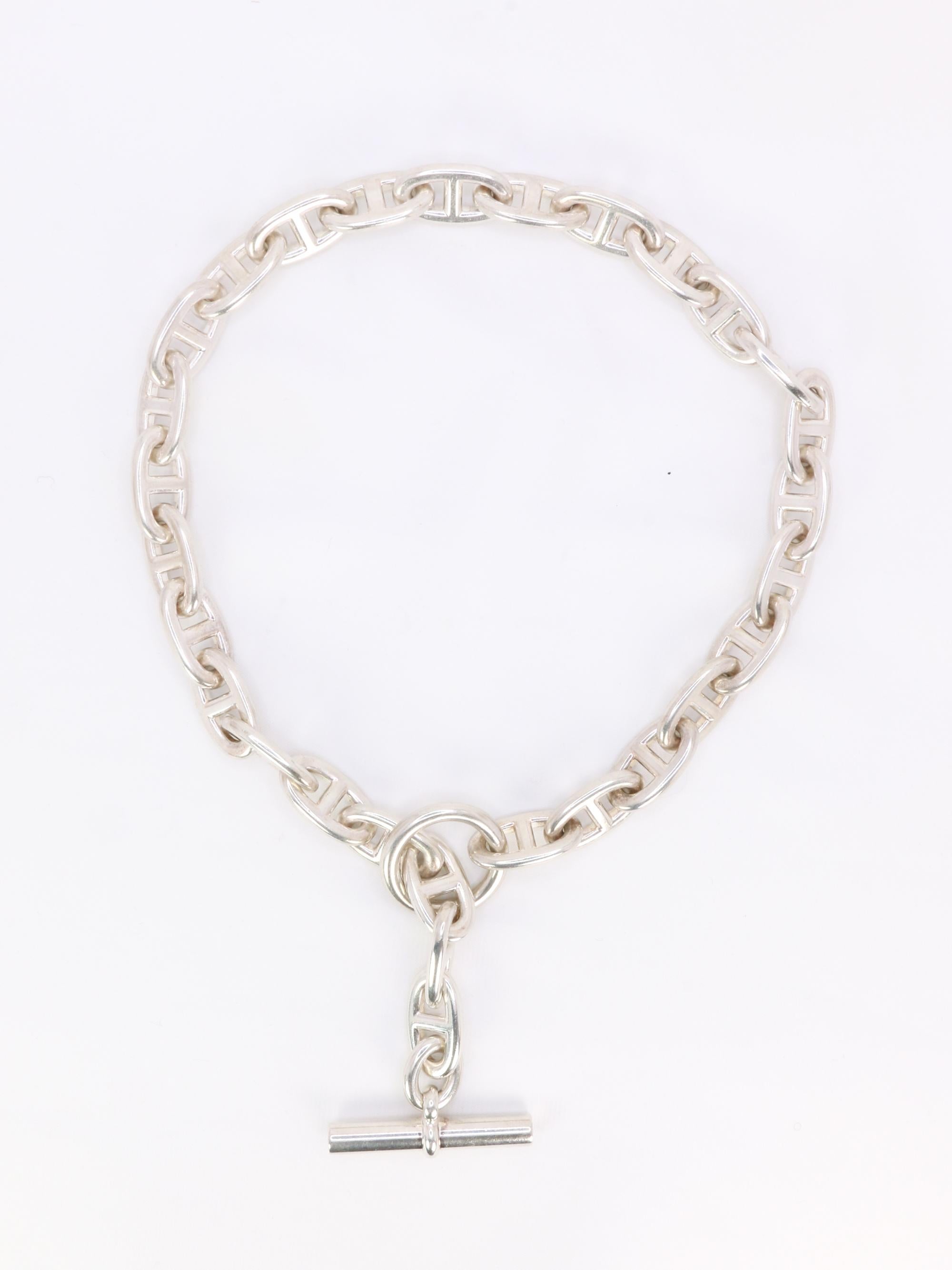 HERMES Collier argent chaîne d'ancre grand modele