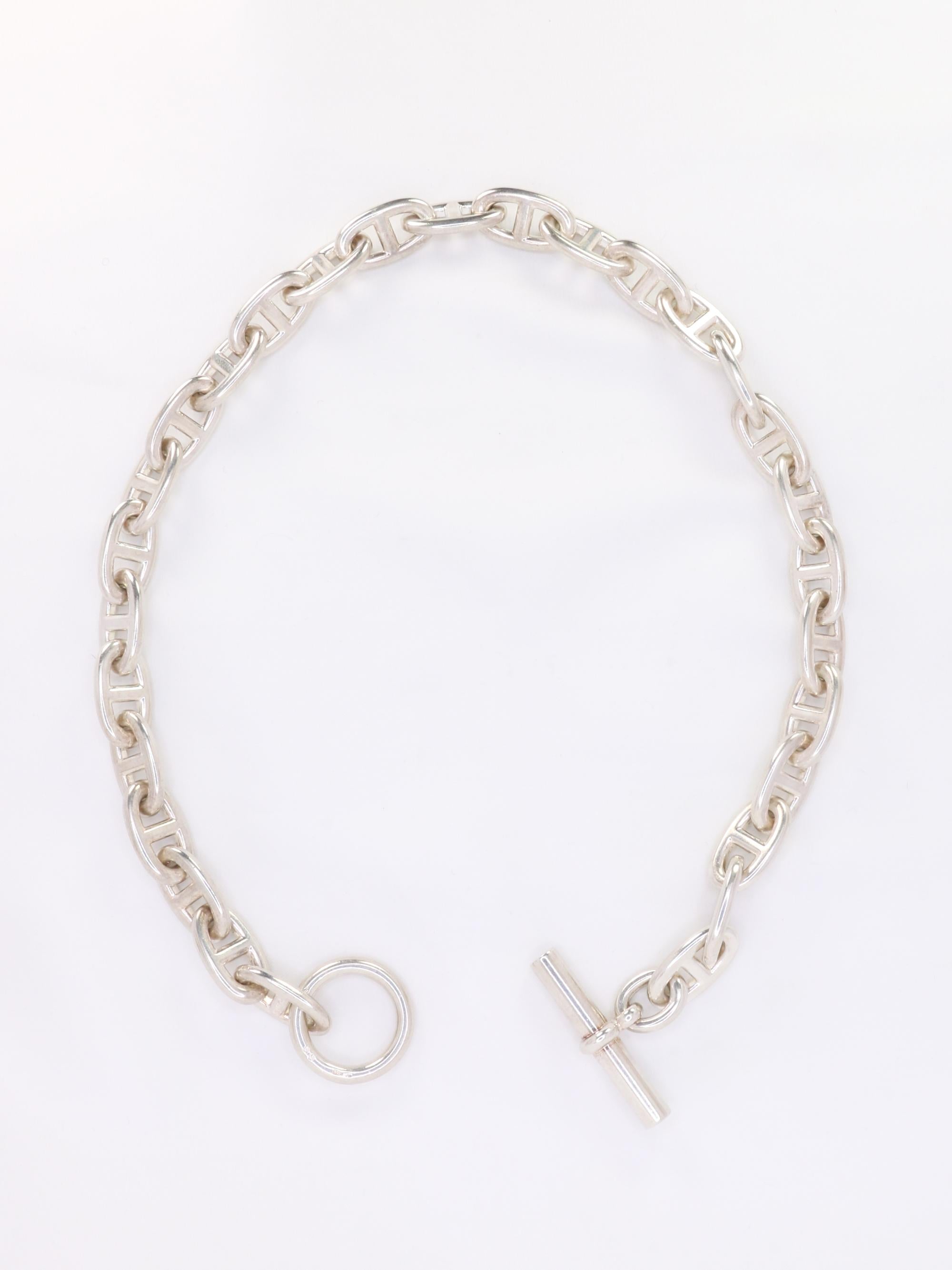 HERMES Collier argent chaîne d'ancre grand modele