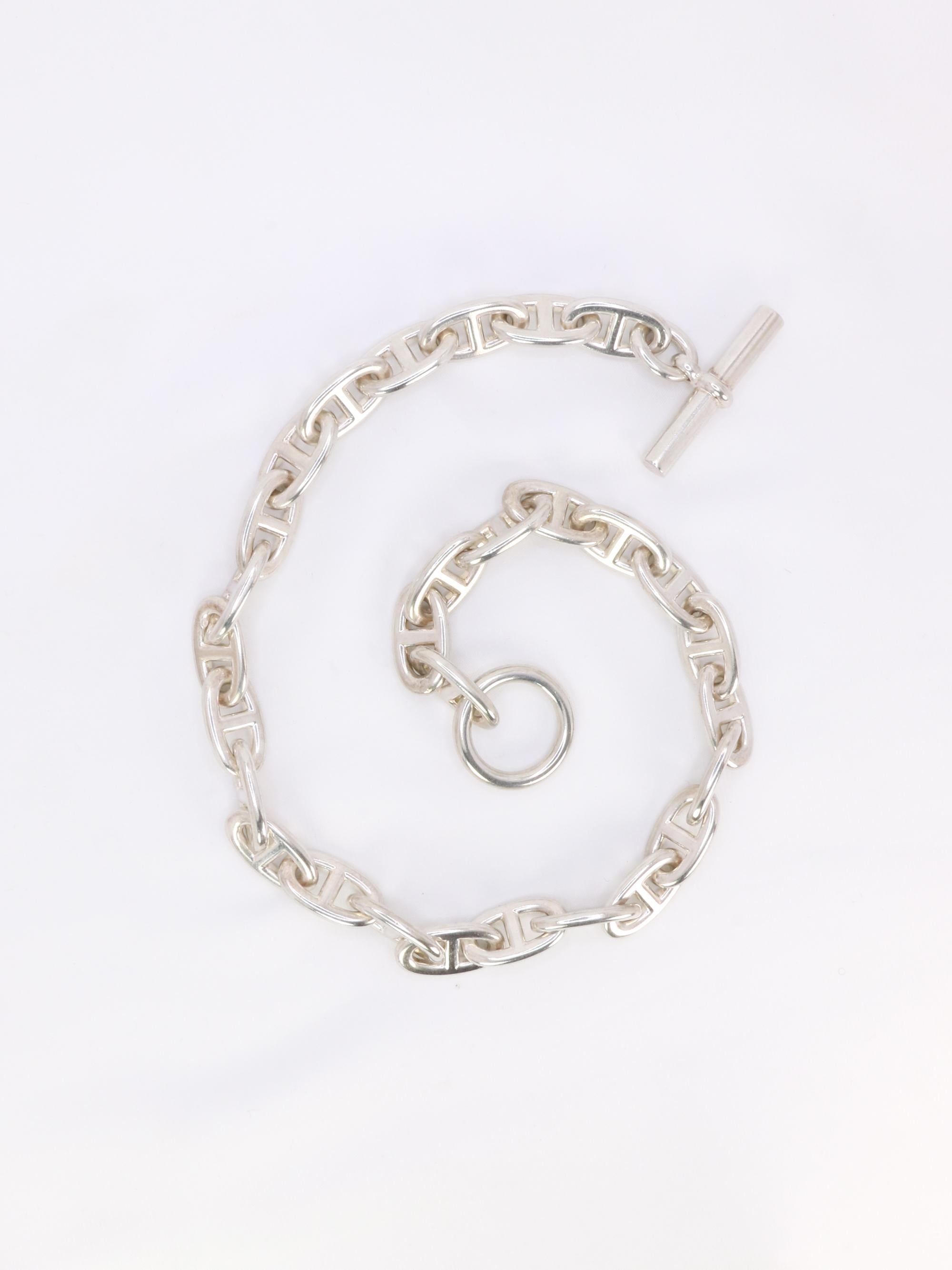 HERMES Collier argent chaîne d'ancre grand modele