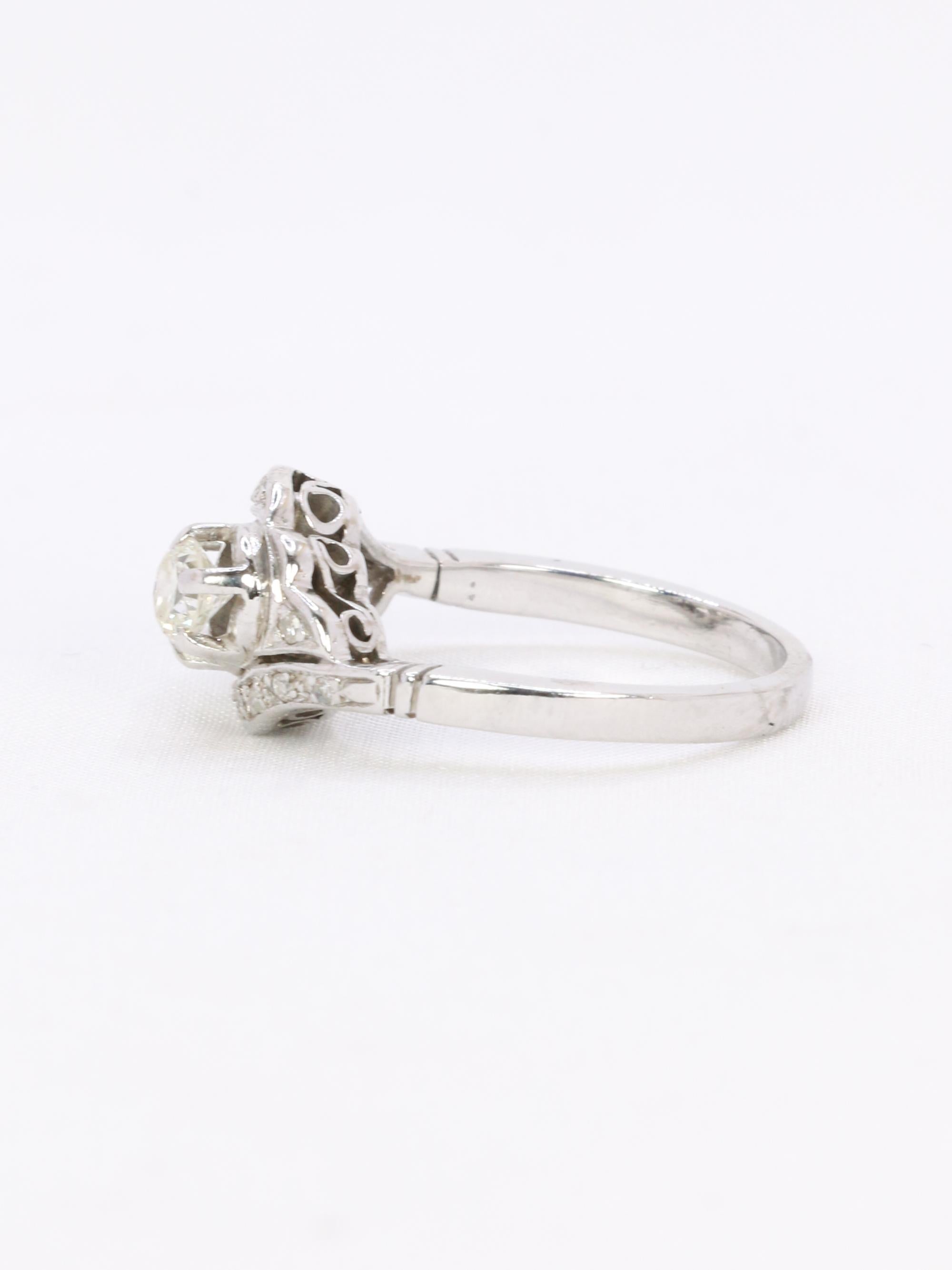 Bague vintage toi et moi or blanc diamants