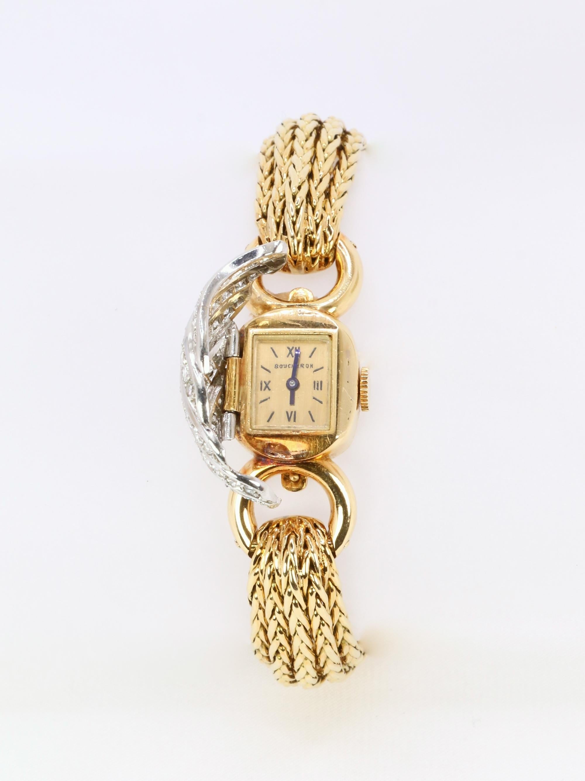 BOUCHERON Montre à secrets or jaune diamants