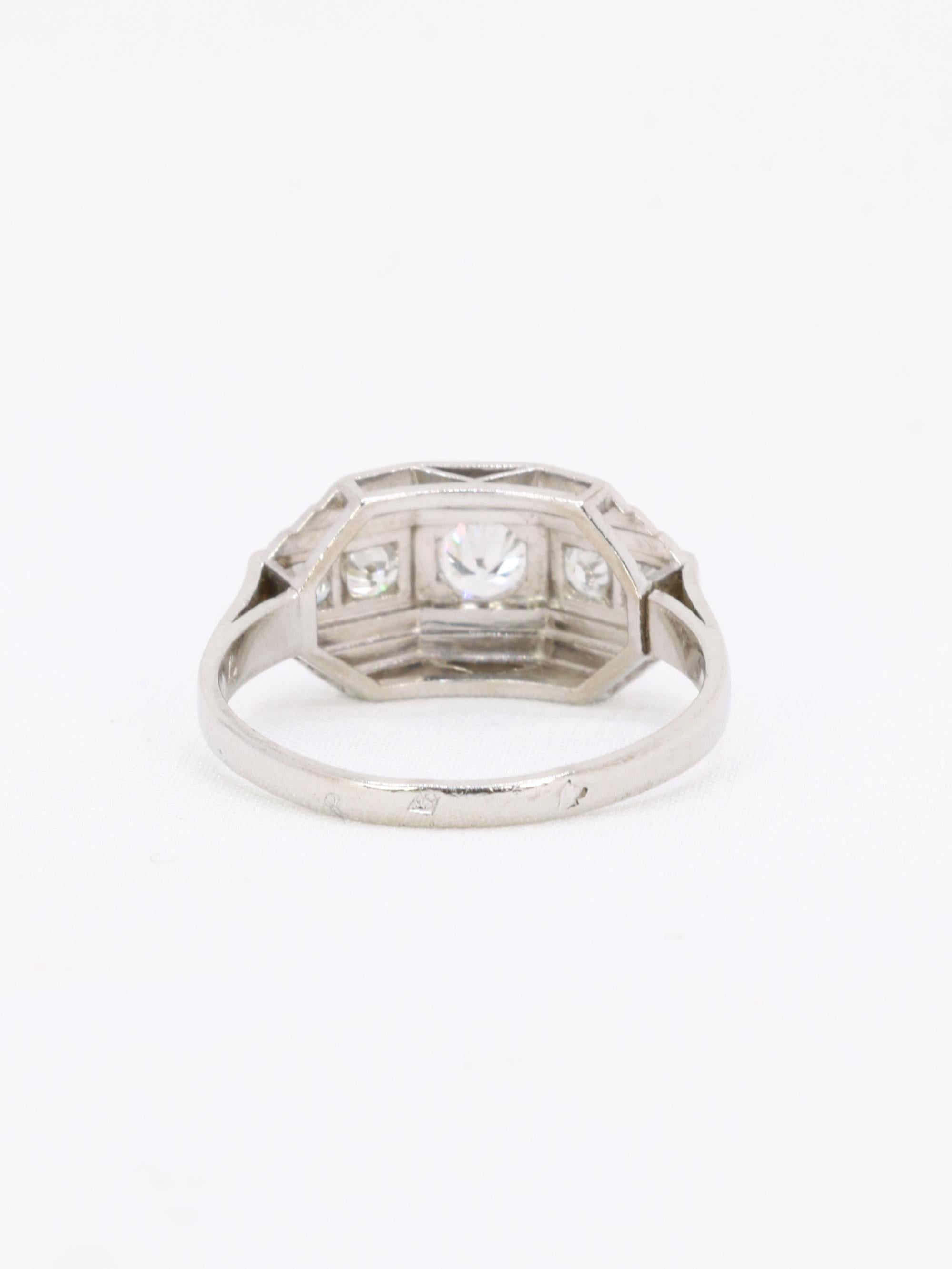Bague Art déco platine diamants