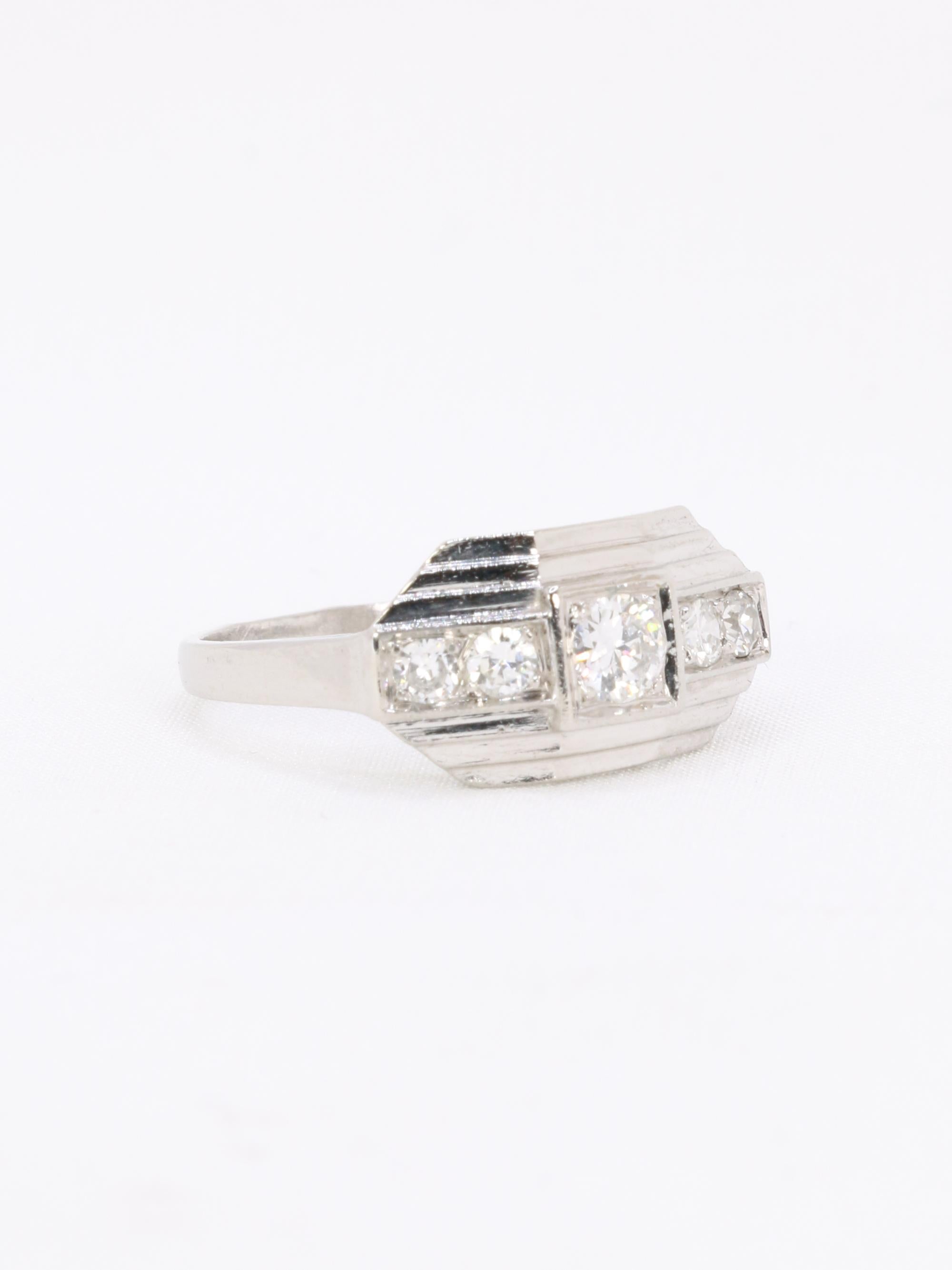 Bague Art déco platine diamants