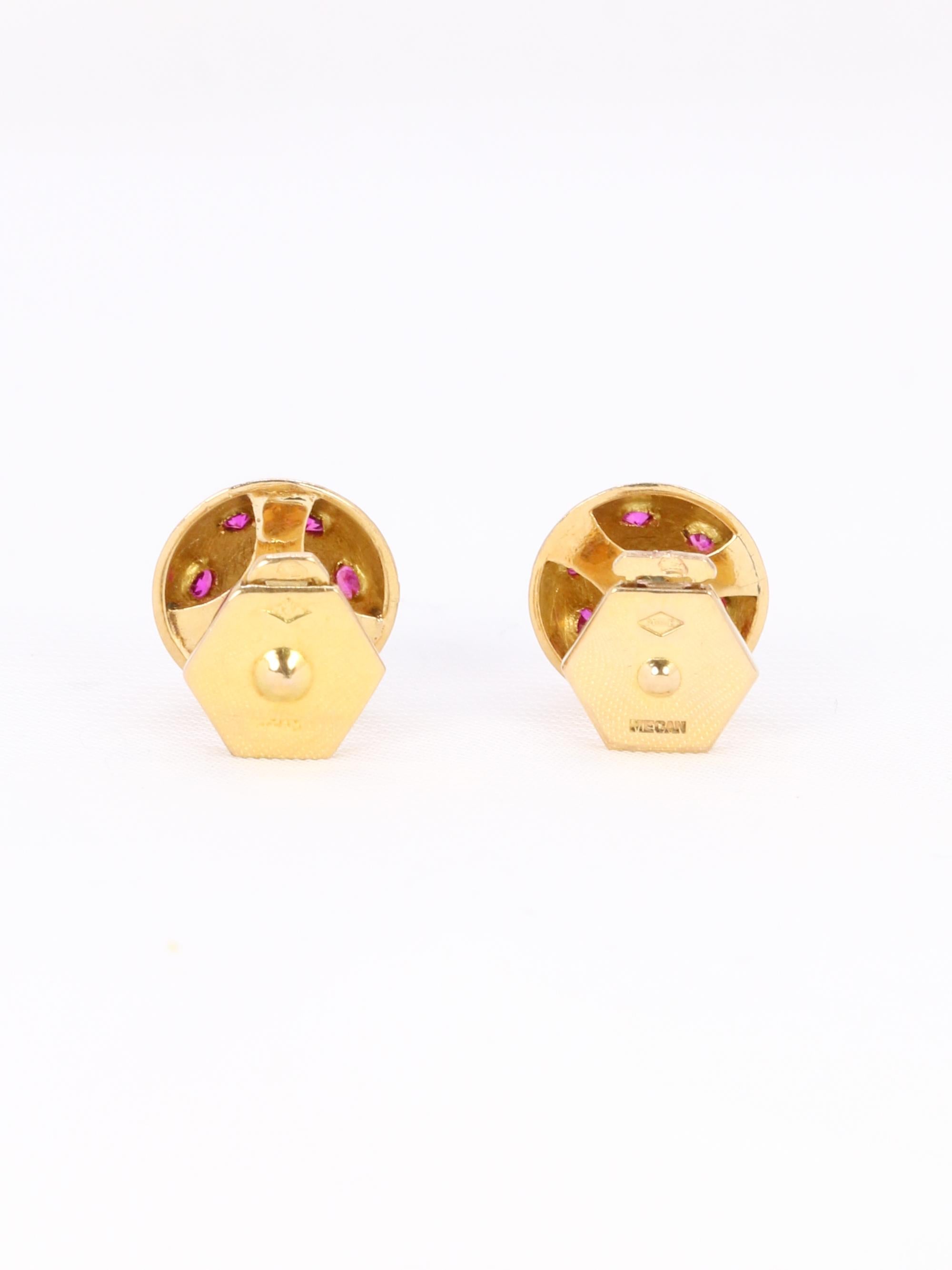 Boucles d'oreilles demi-boules or jaune rubis serti étoile