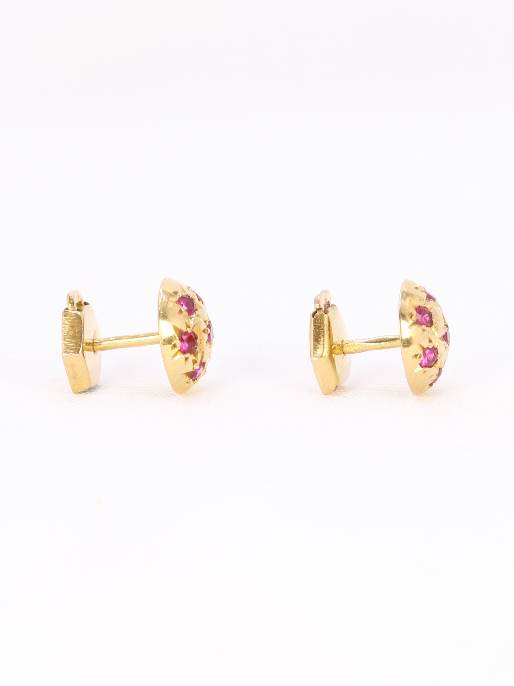 Boucles d'oreilles demi-boules or jaune rubis serti étoile