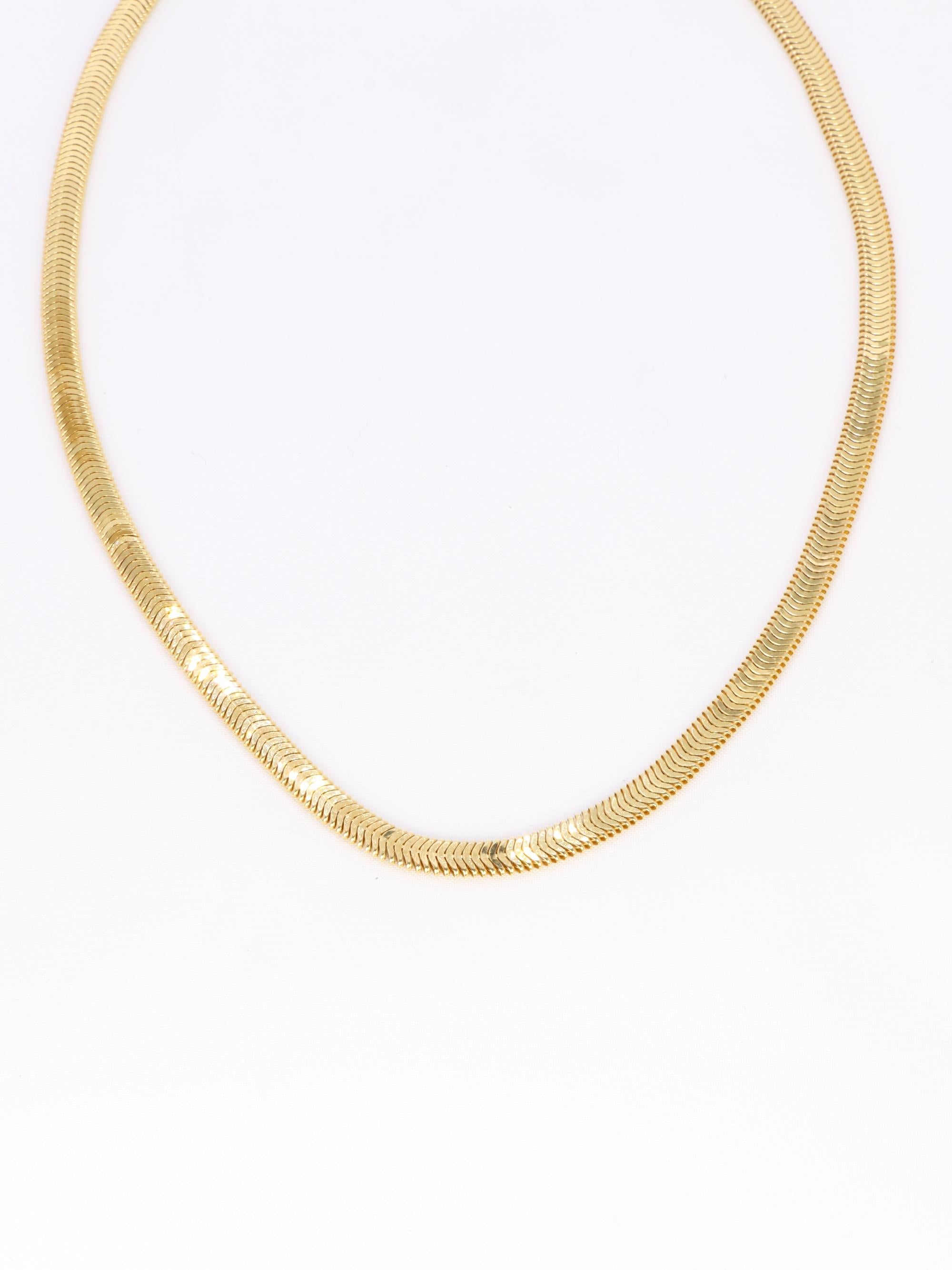 Collier chaine vintage or jaune maille plate