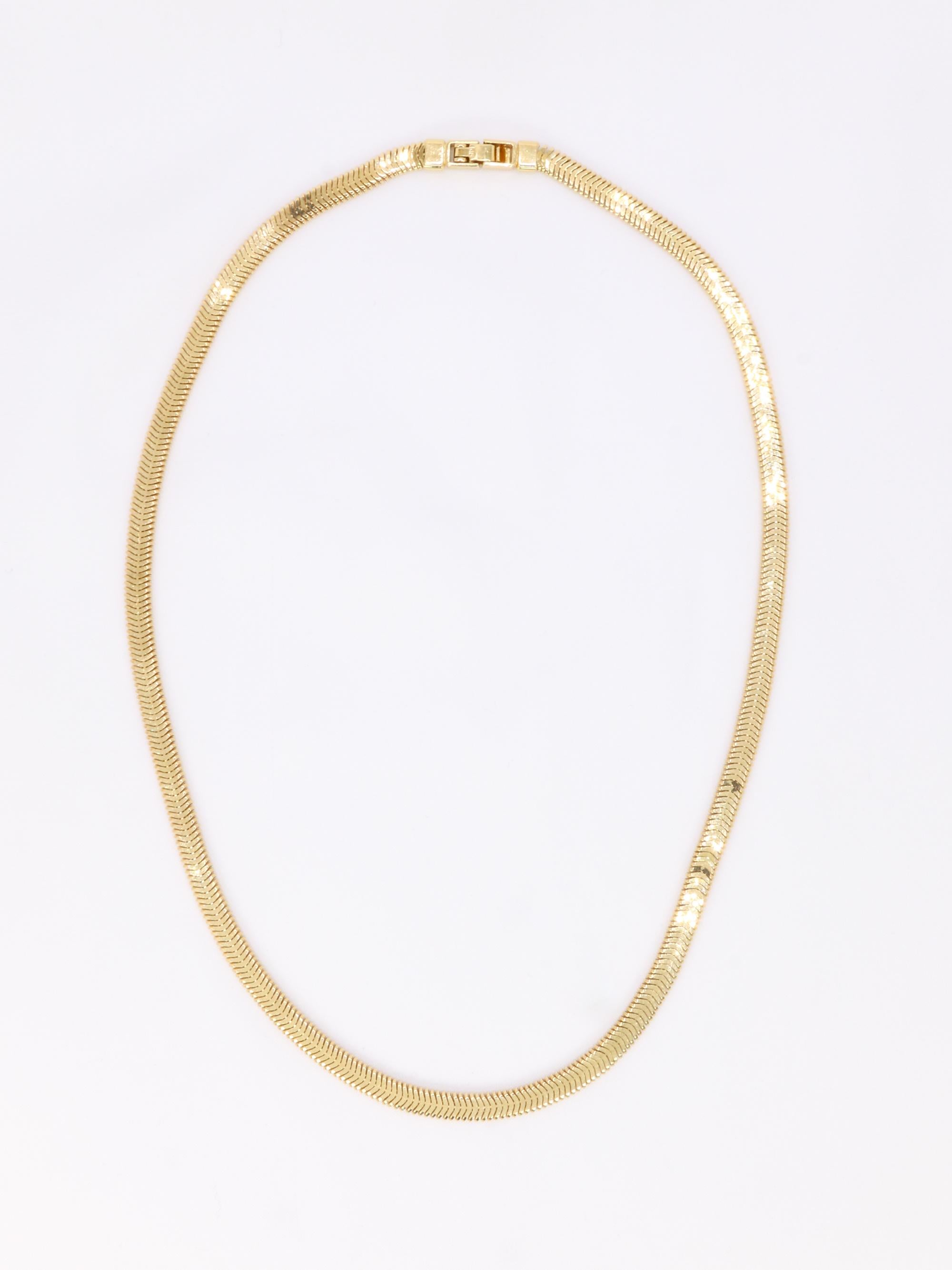 Collier chaine vintage or jaune maille plate