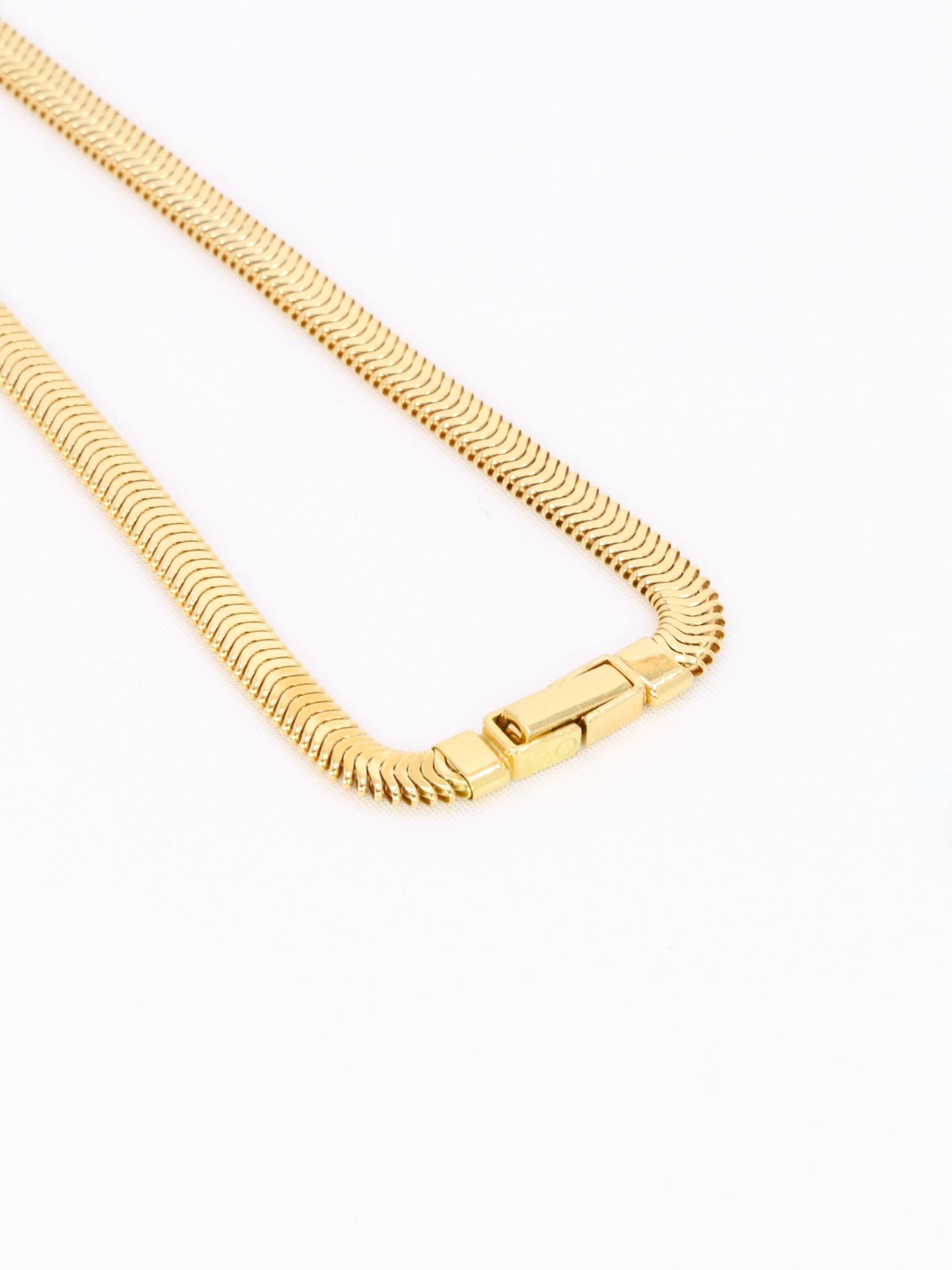 Collier chaine vintage or jaune maille plate