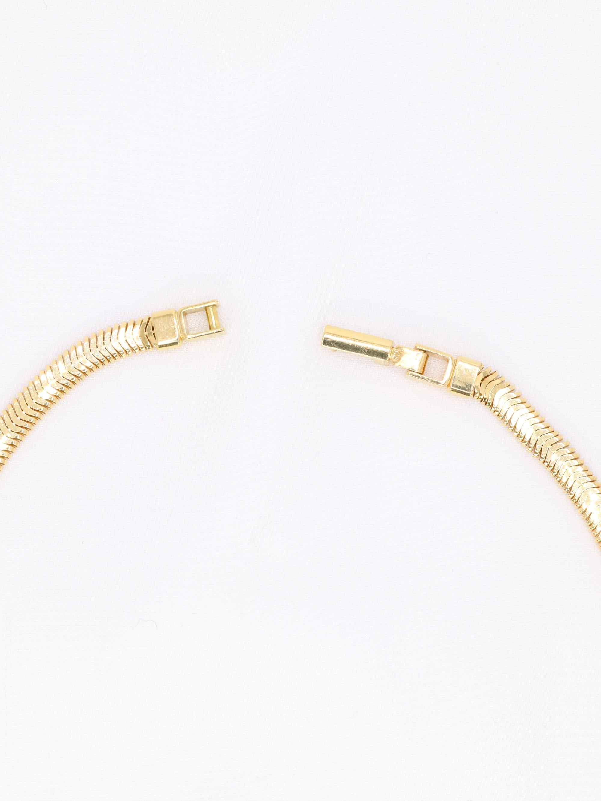 Collier chaine vintage or jaune maille plate