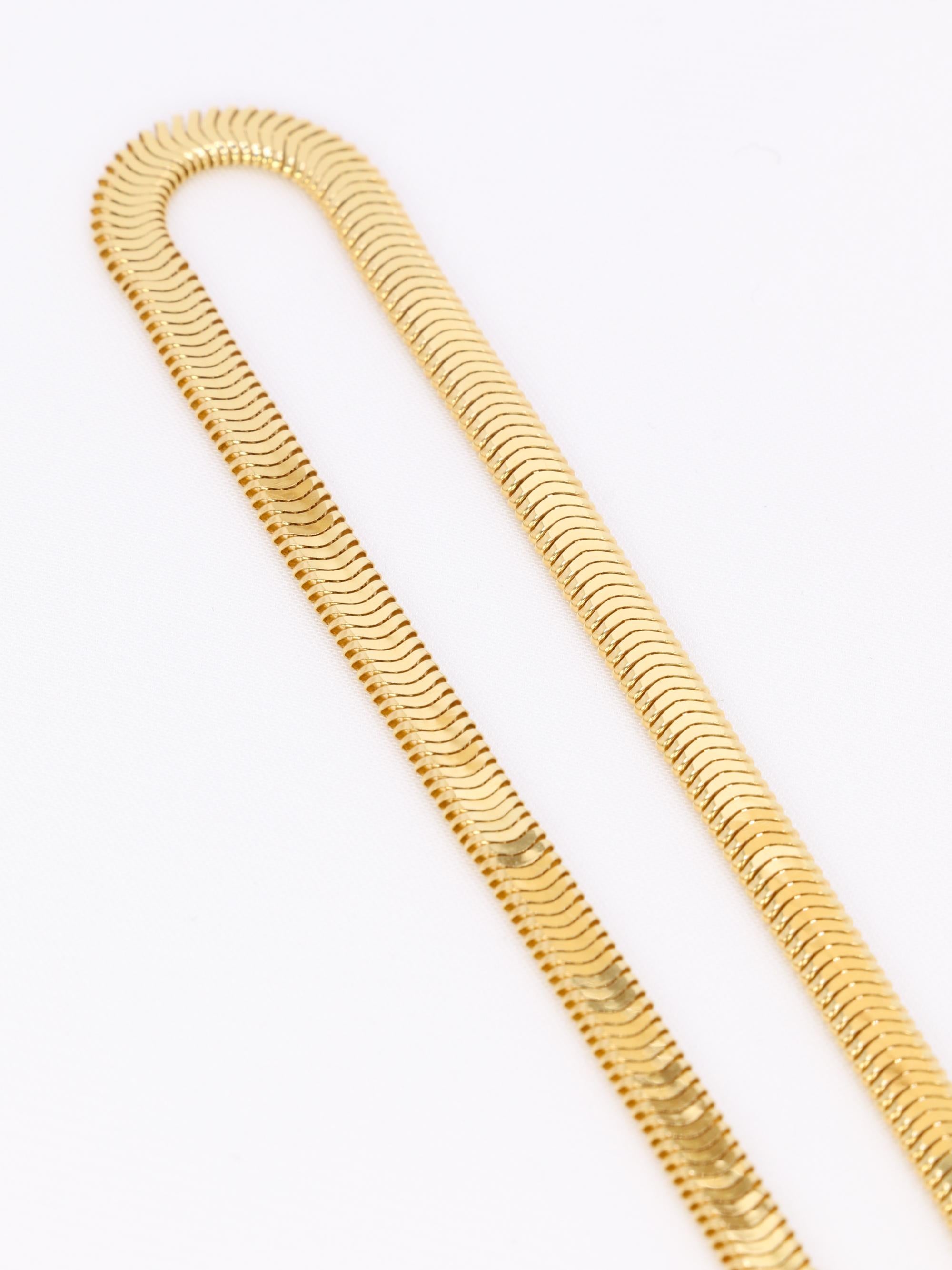 Collier chaine vintage or jaune maille plate