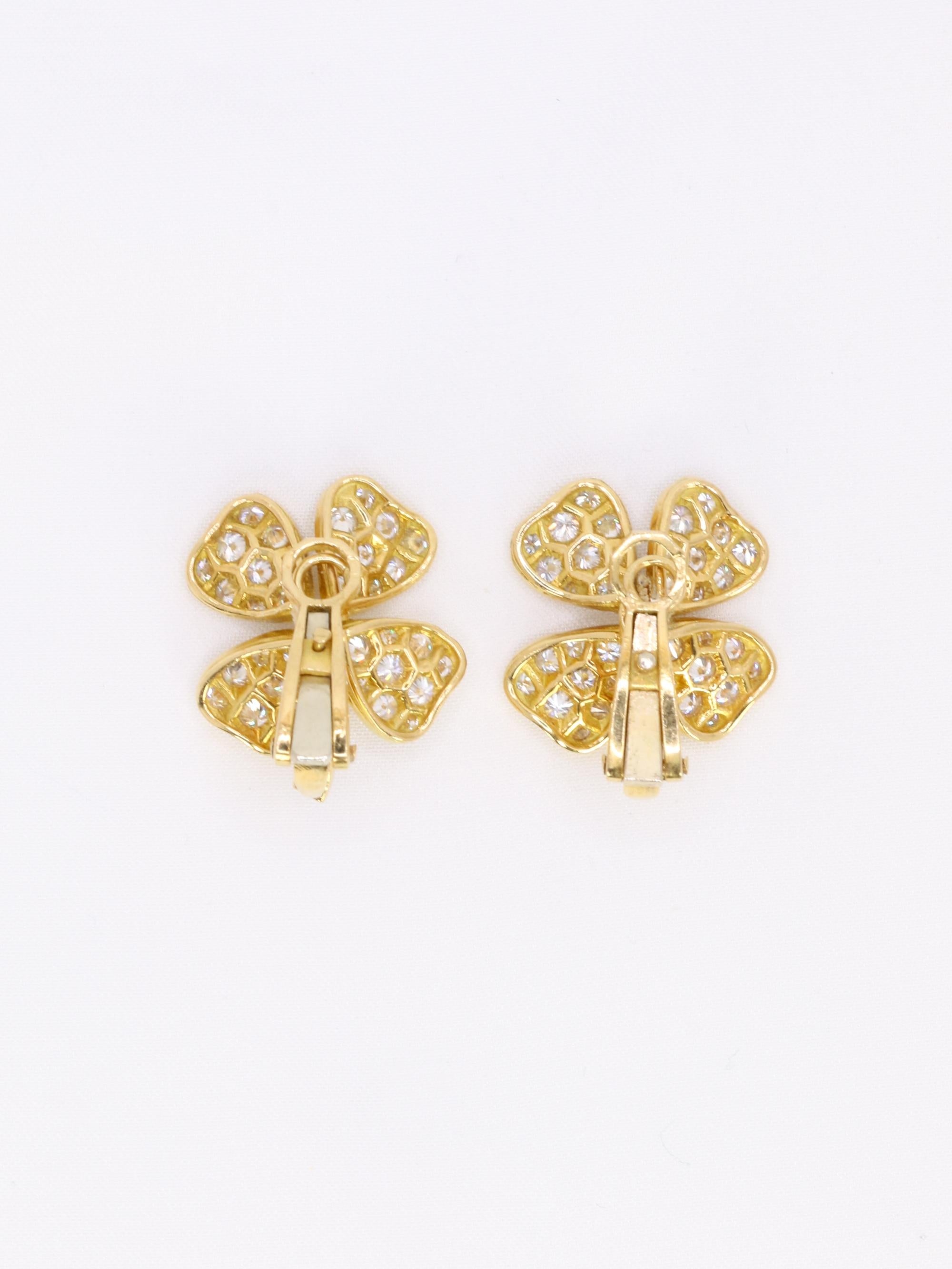 FRED Boucles d'oreilles Trèfles or jaune diamants