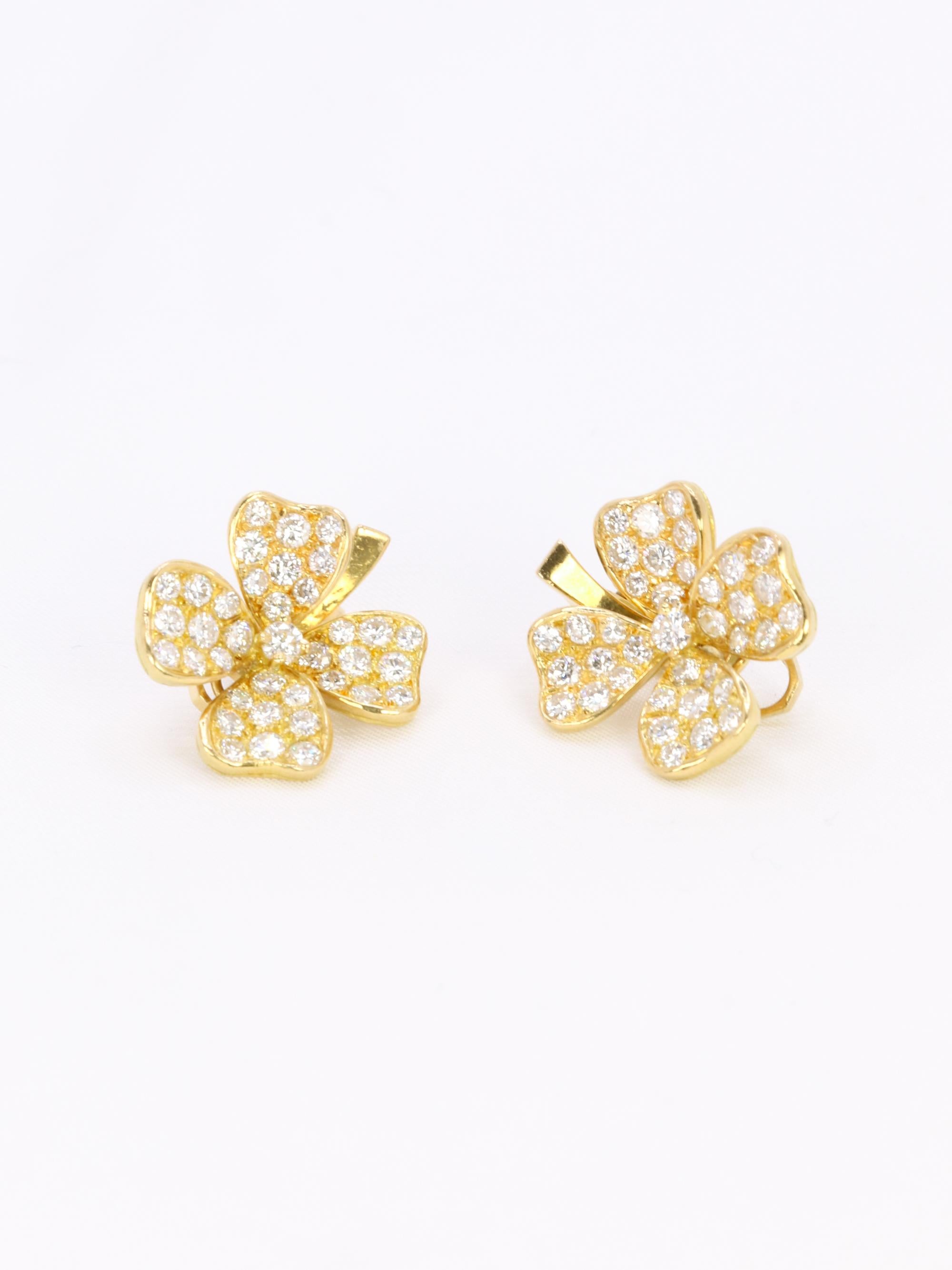 FRED Boucles d'oreilles Trèfles or jaune diamants