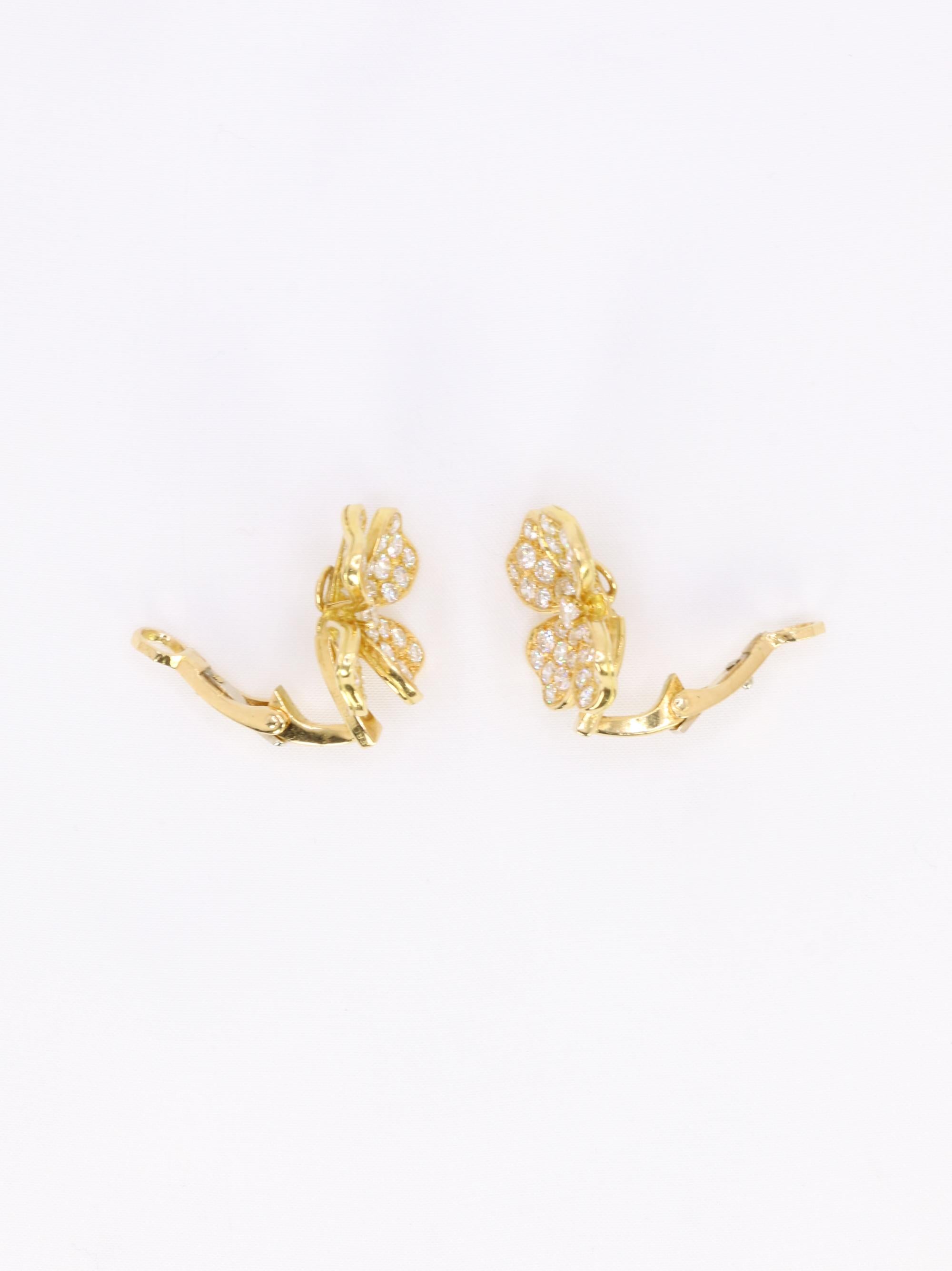 FRED Boucles d'oreilles Trèfles or jaune diamants