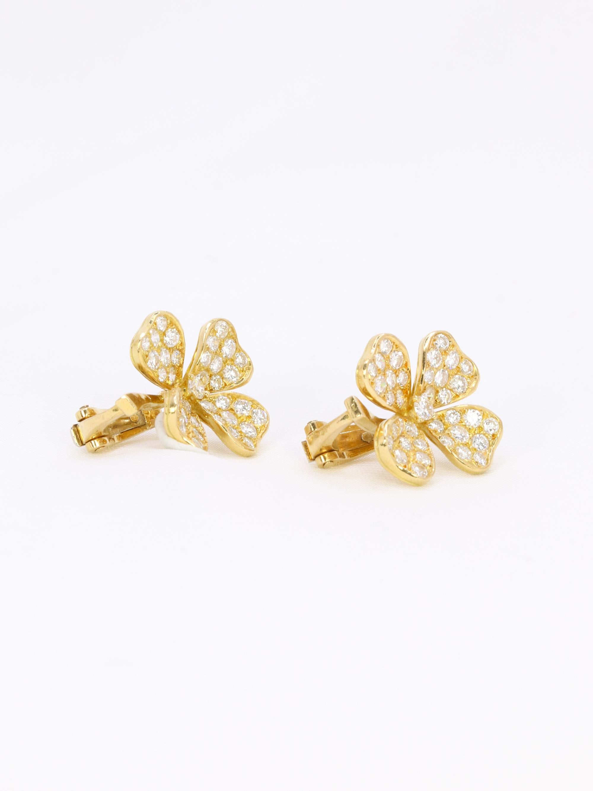 FRED Boucles d'oreilles Trèfles or jaune diamants