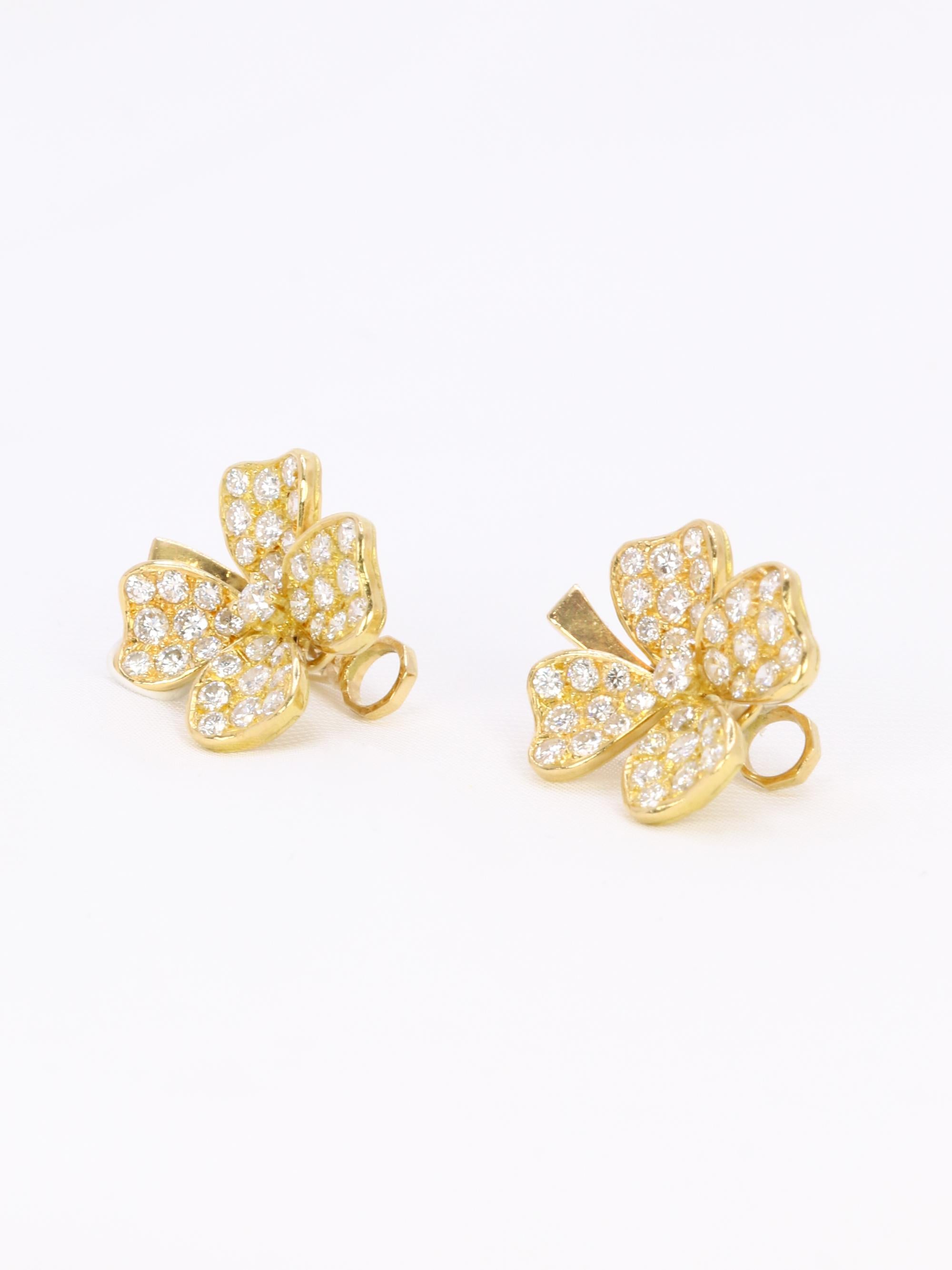 FRED Boucles d'oreilles Trèfles or jaune diamants