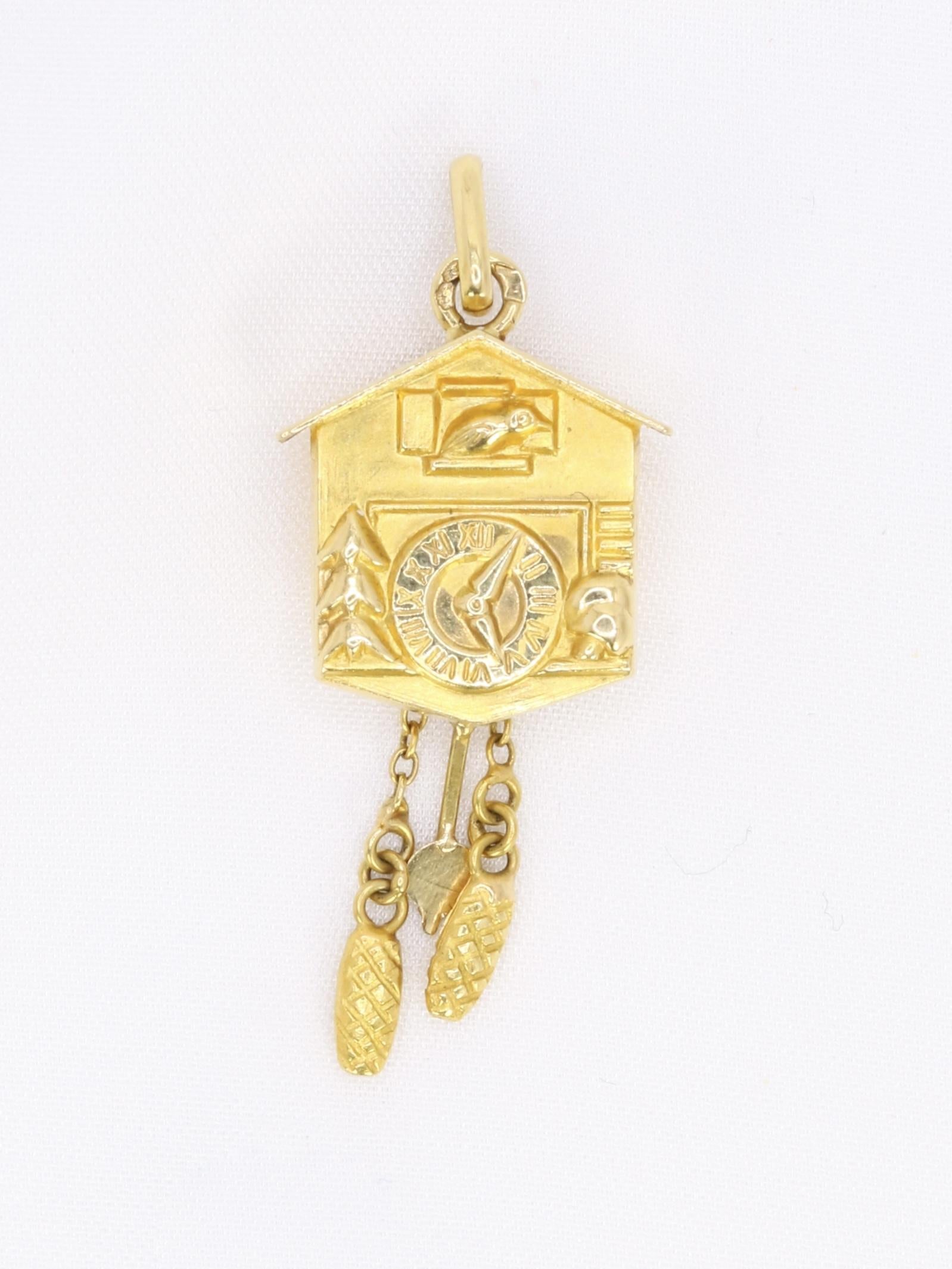 Pendentif Charms vintage coucou or jaune