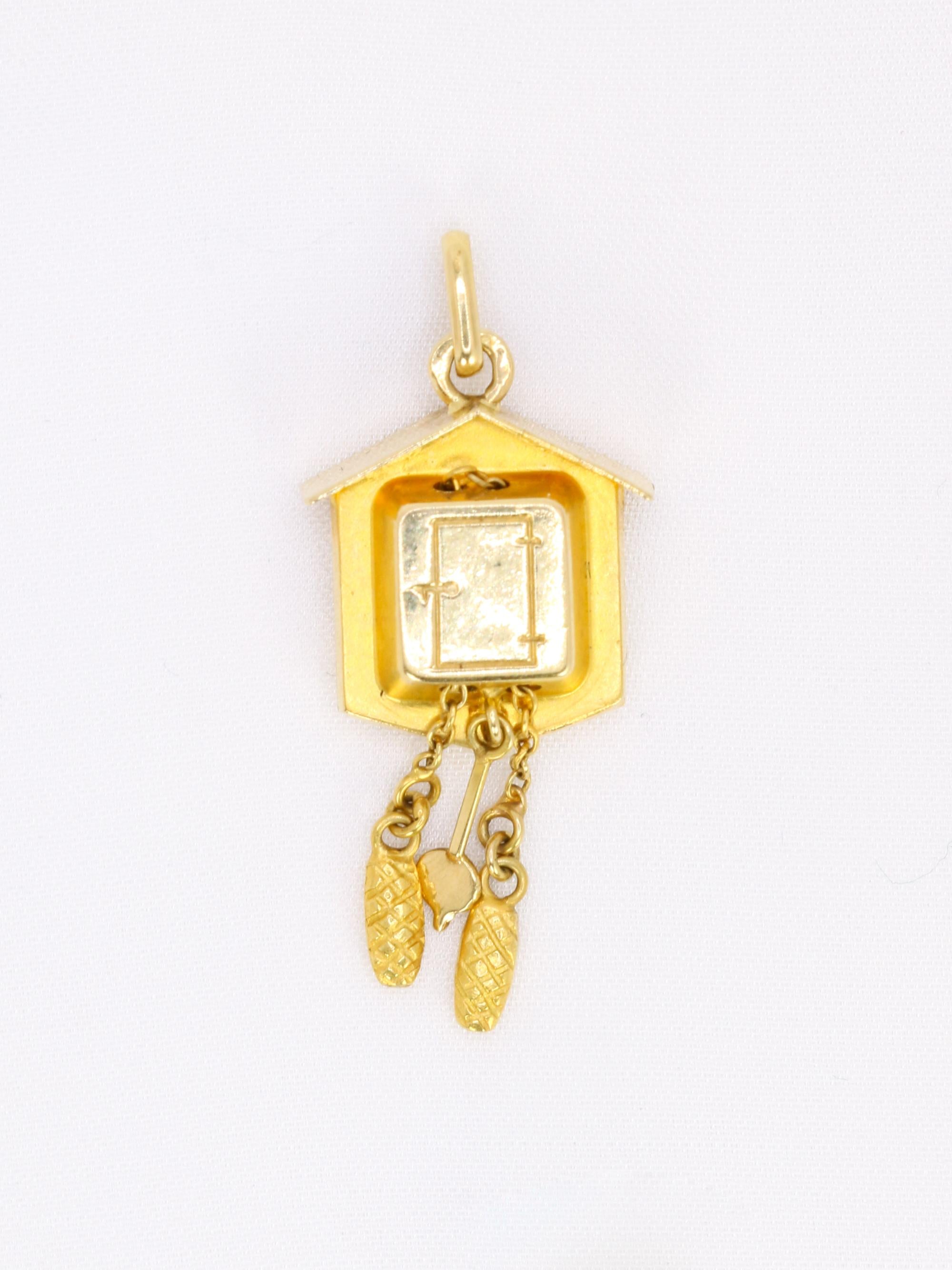 Pendentif Charms vintage coucou or jaune