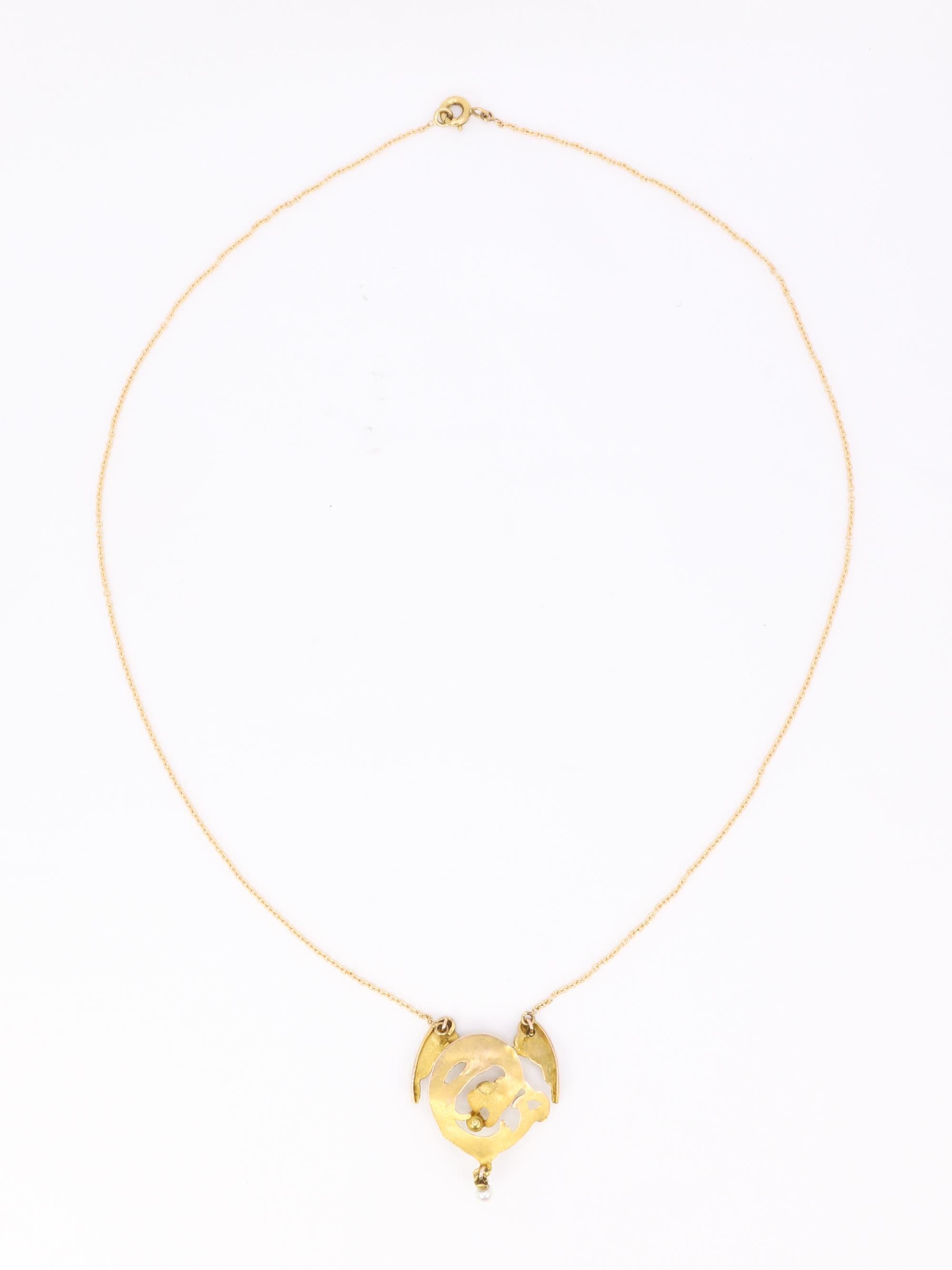 Collier Art Nouveau Chimère or jaune perles