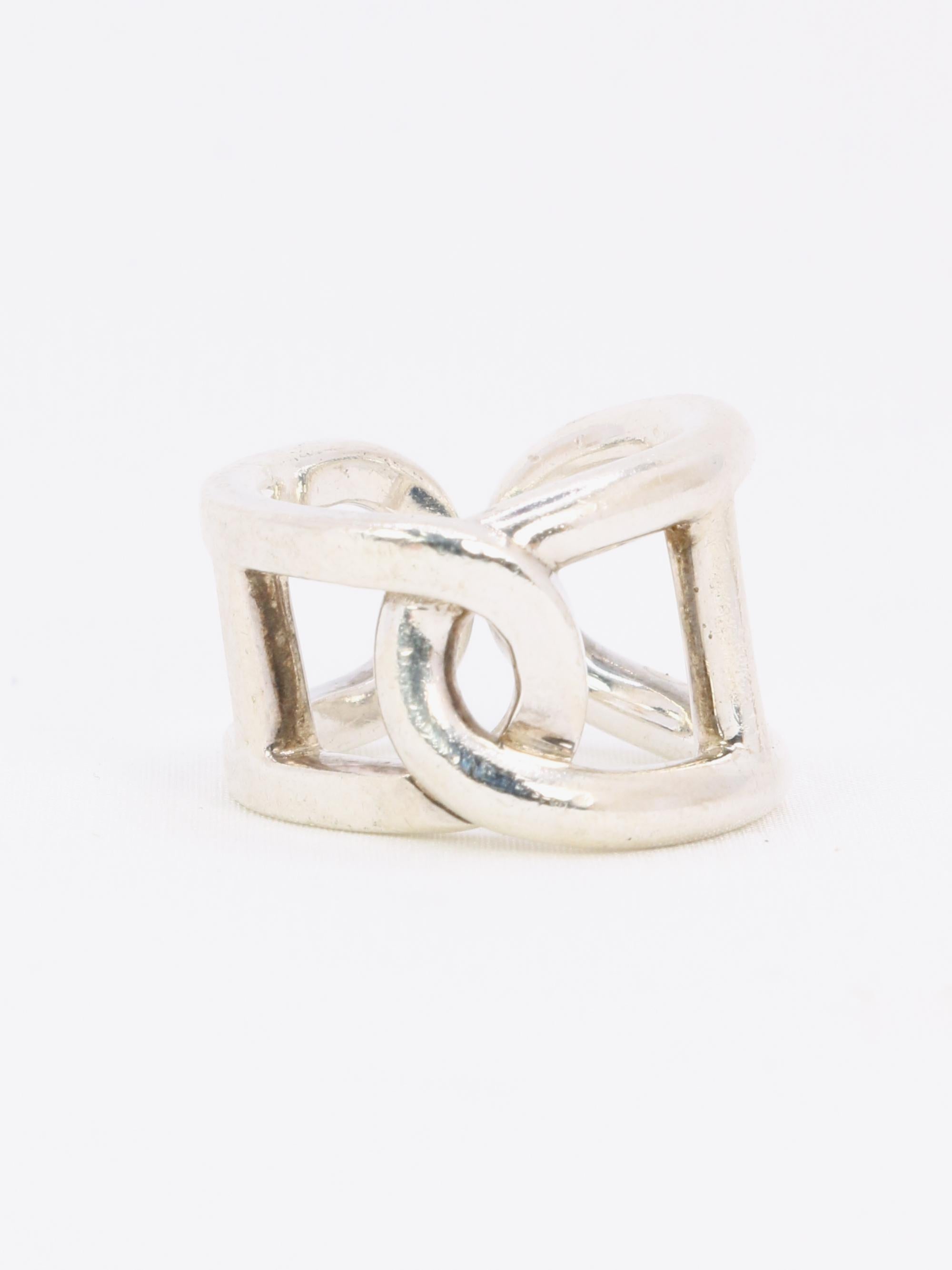 HERMES Bague vintage Cythère en argent