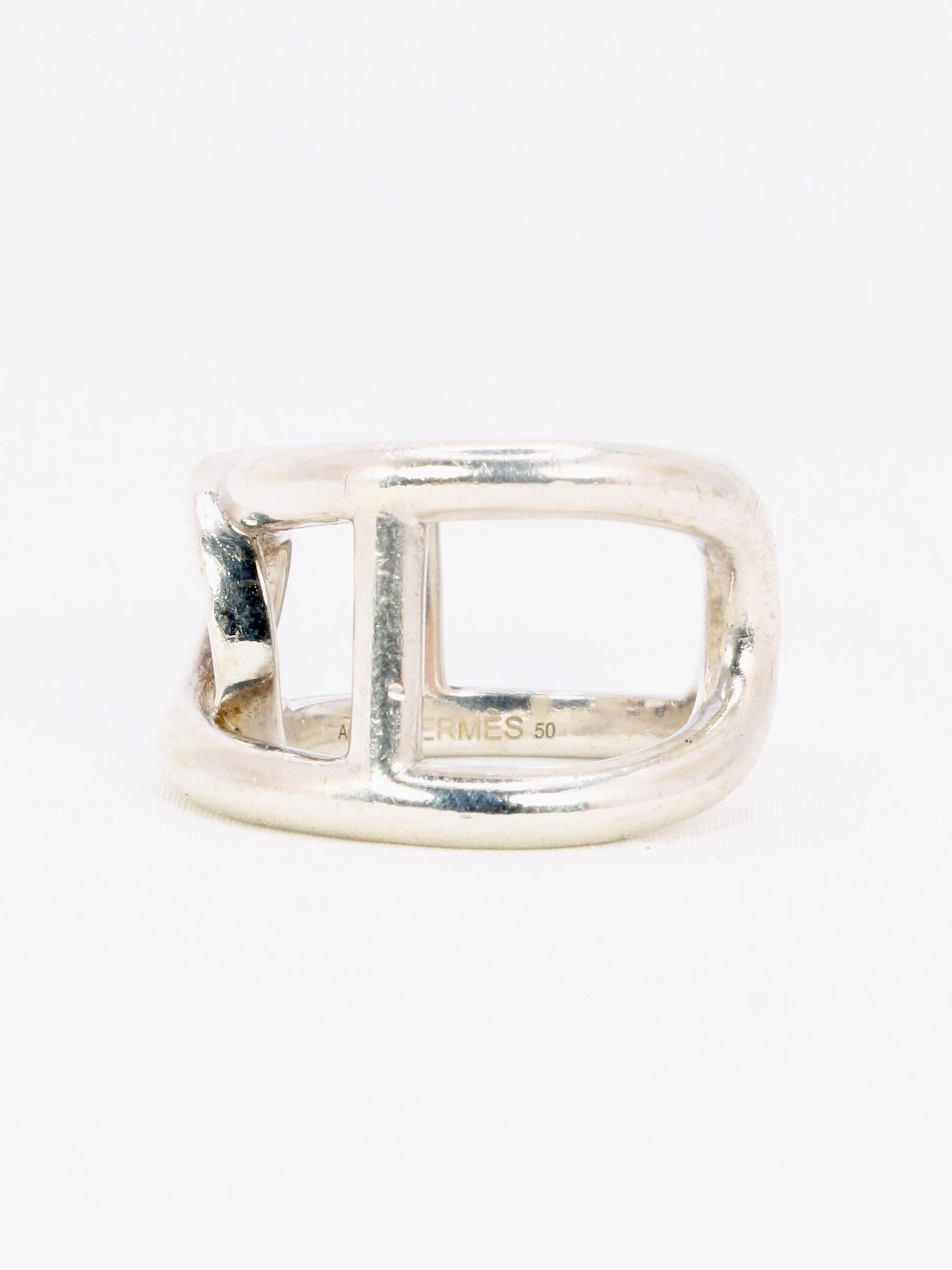 HERMES Bague vintage Cythère en argent