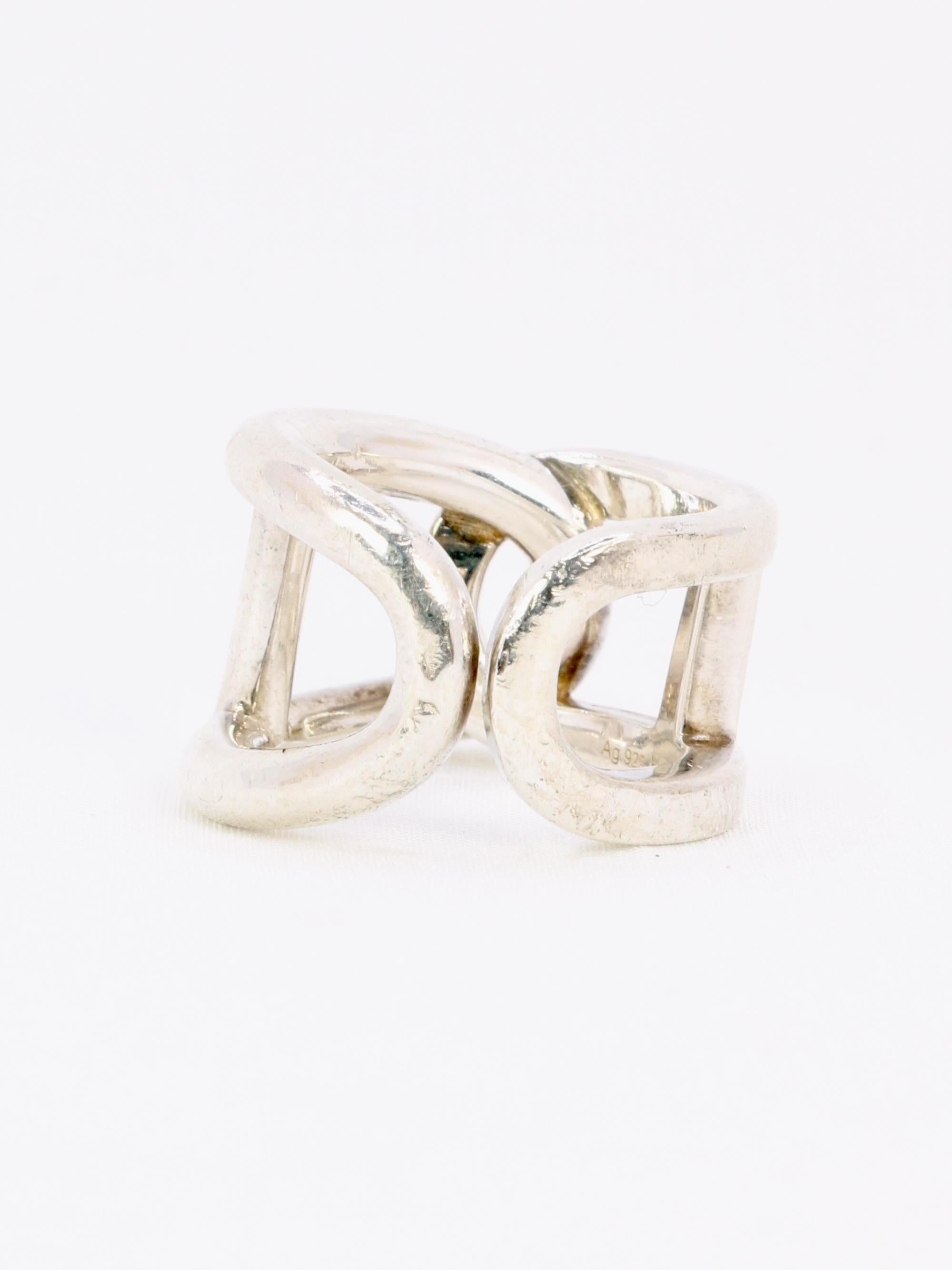 HERMES Bague vintage Cythère en argent