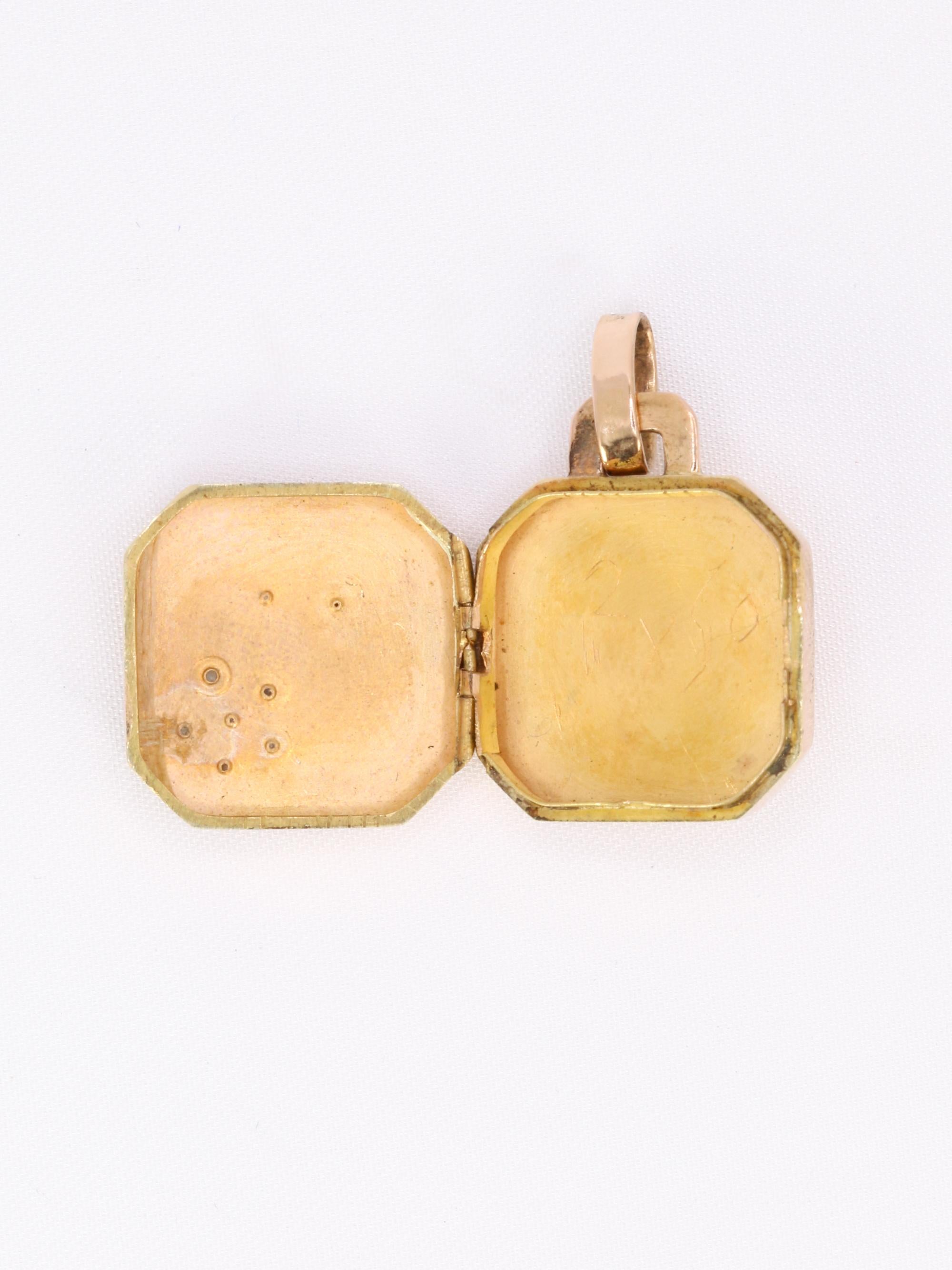 Pendentif Art Nouveau porte photo or rose perles fines