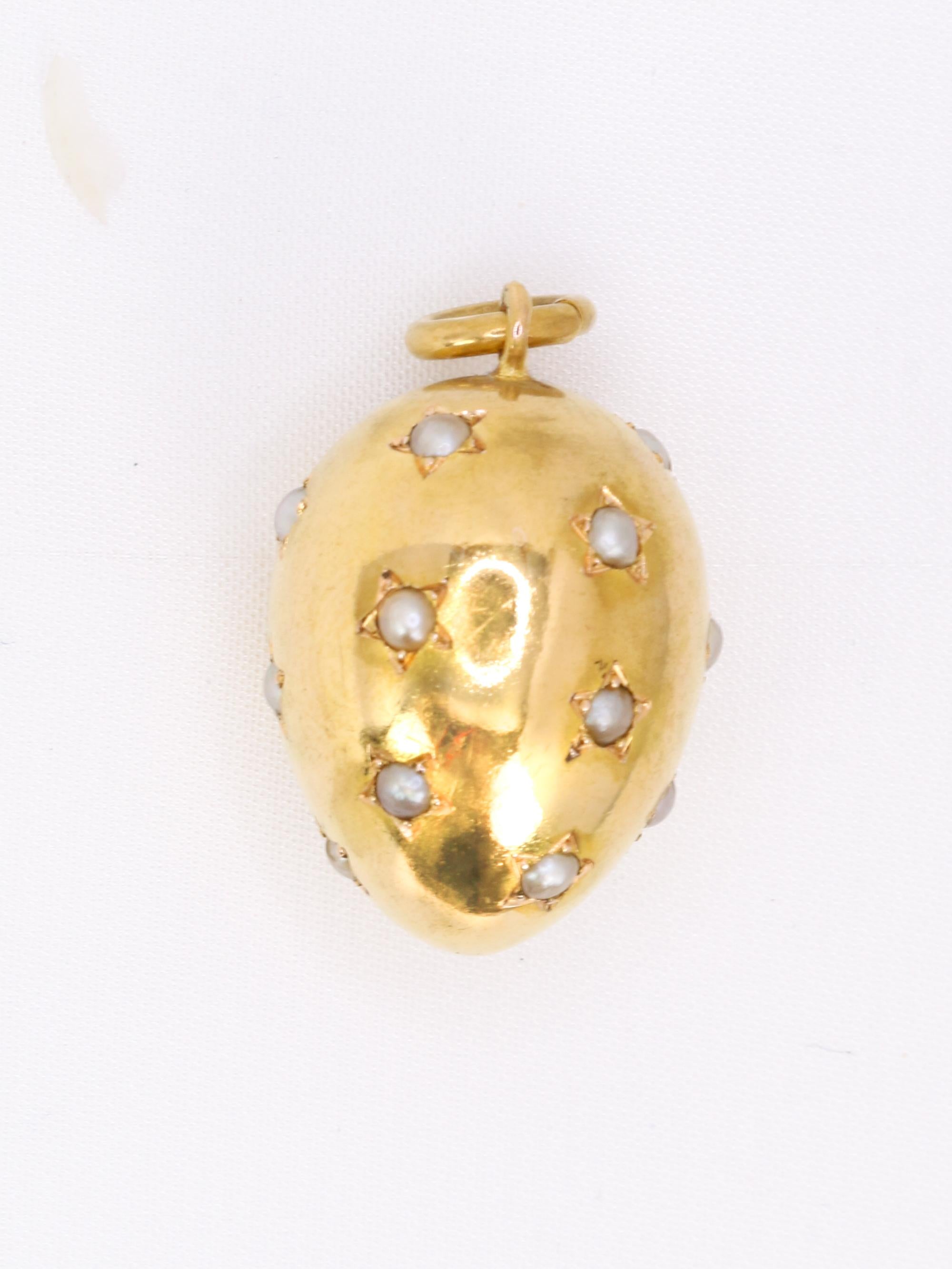 Pendentif œuf or jaune perles fines