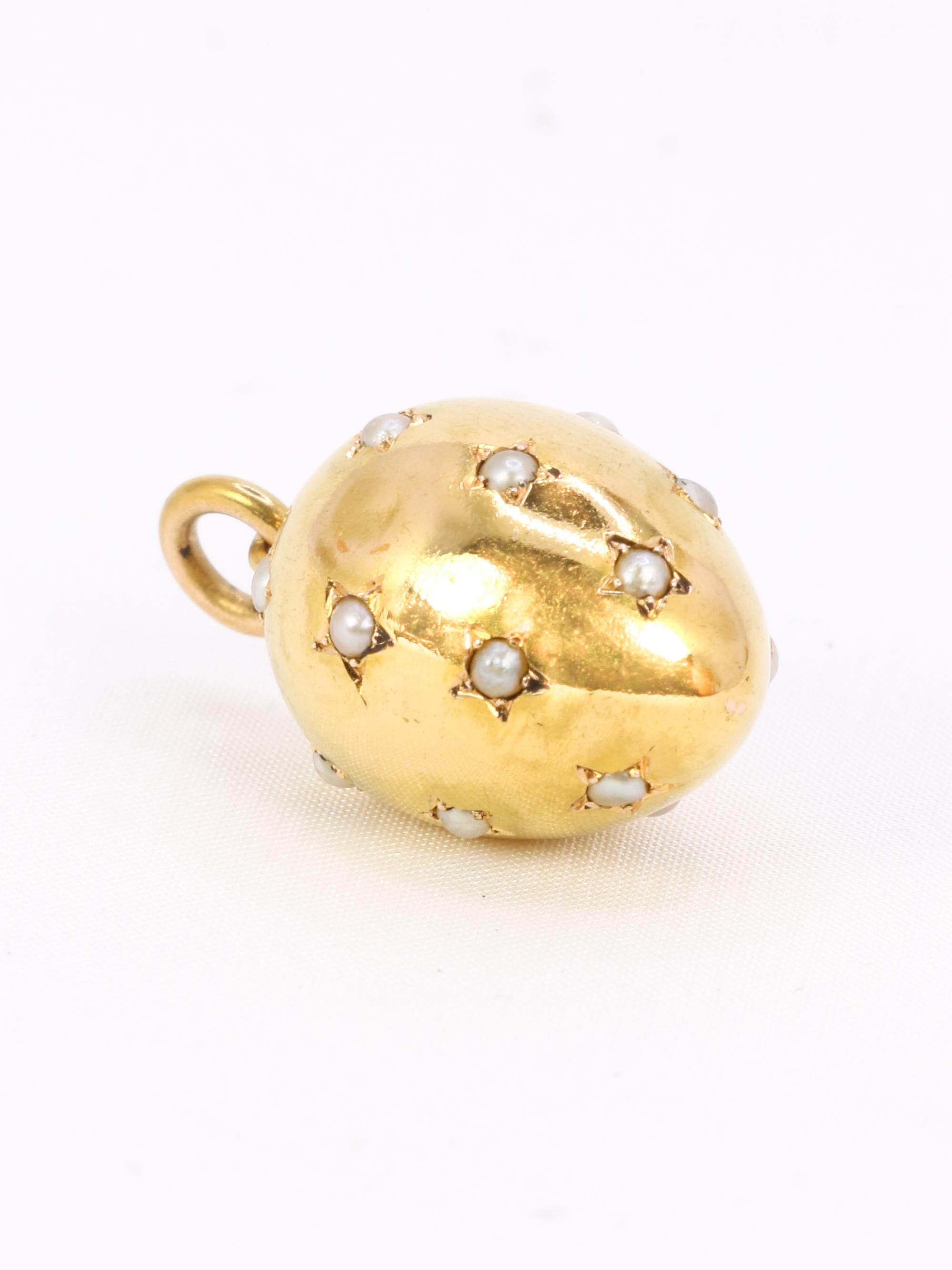 Pendentif œuf or jaune perles fines