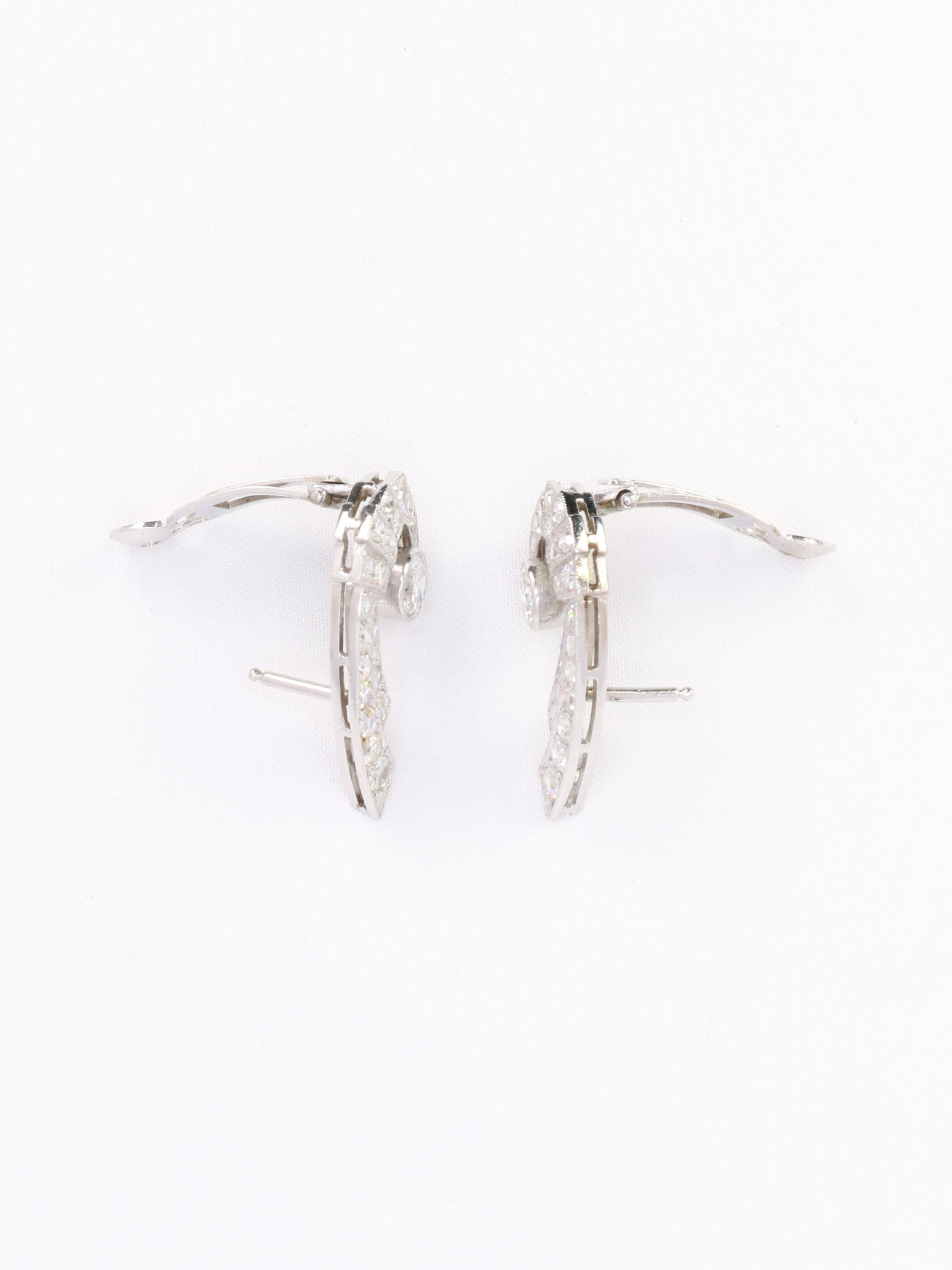Boucles d'oreilles Ailes diamants Art-Déco