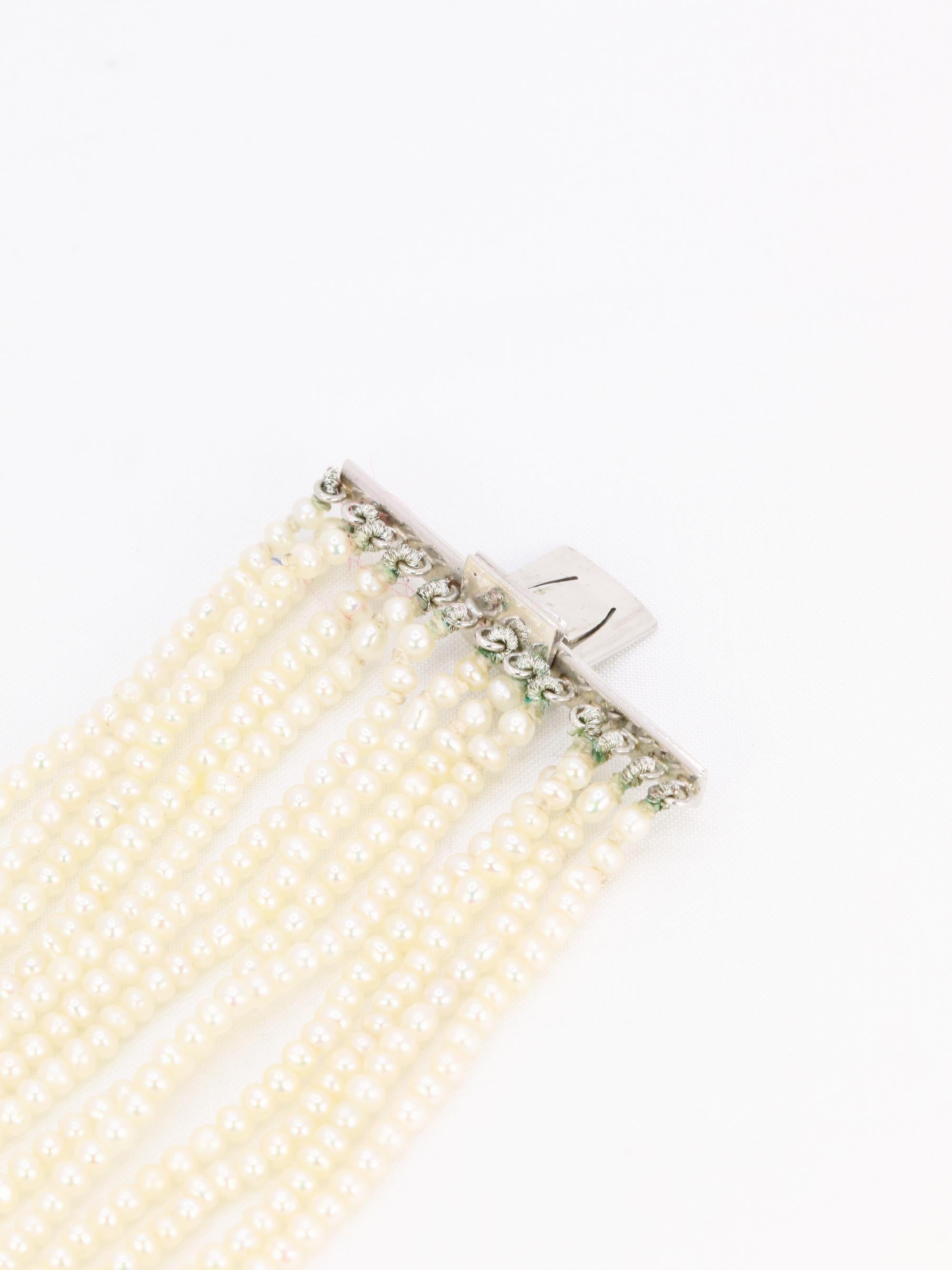 Collier Art Déco diamants perles fines platine