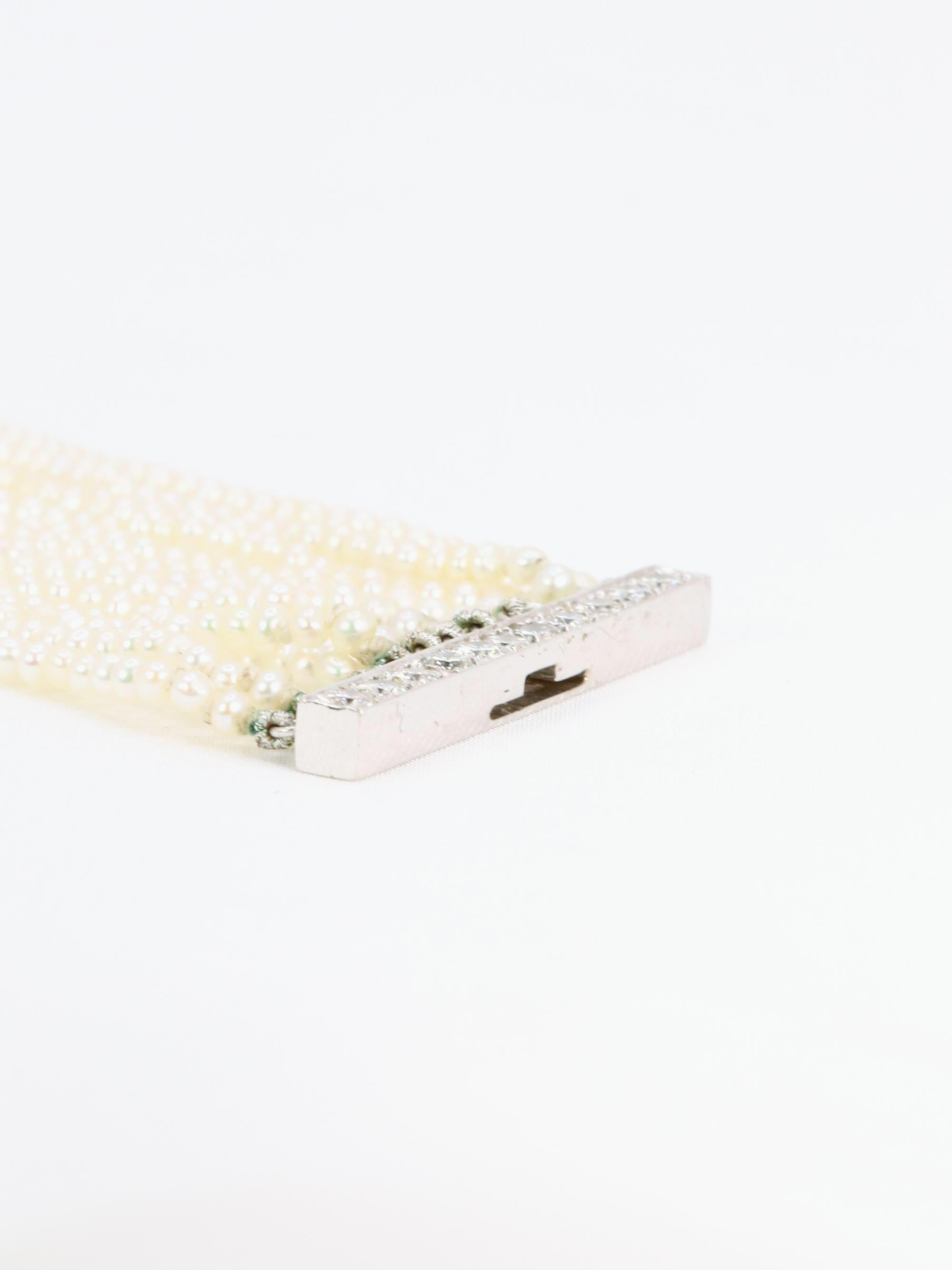 Collier Art Déco diamants perles fines platine