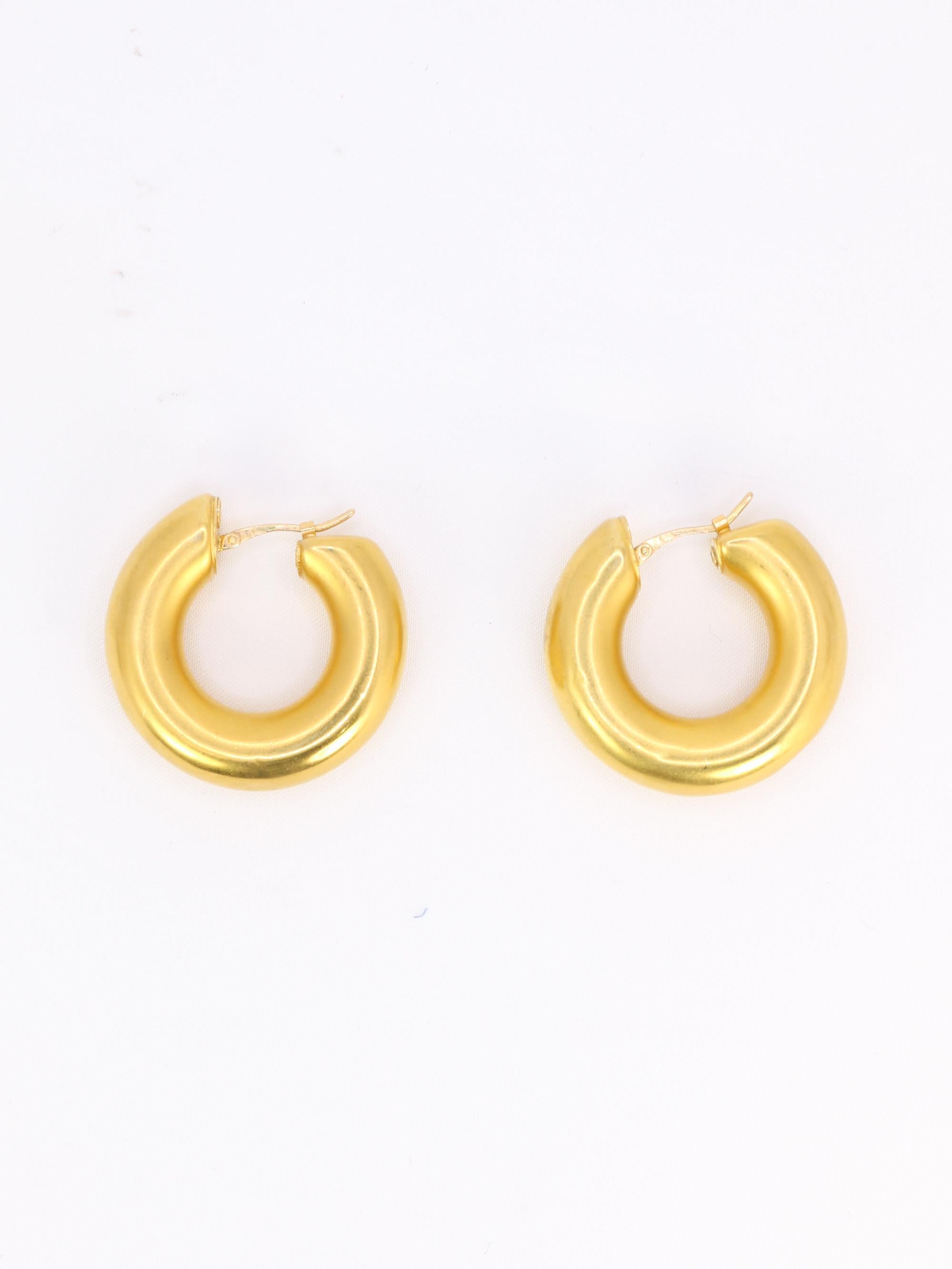Boucles d'oreilles Créoles vintage or jaune mat