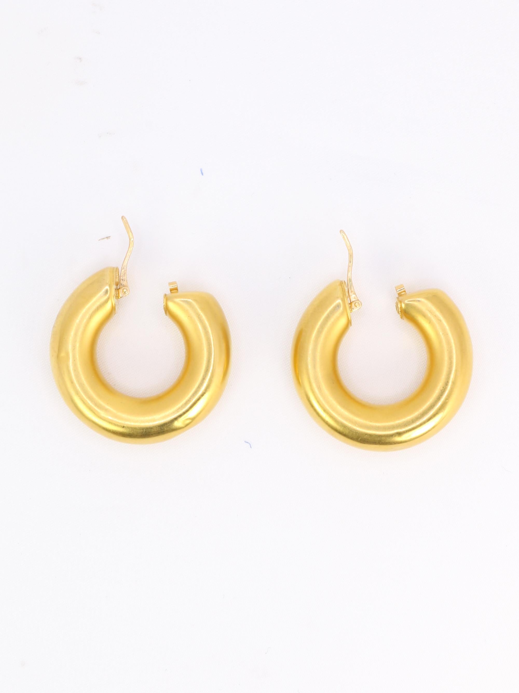 Boucles d'oreilles Créoles vintage or jaune mat