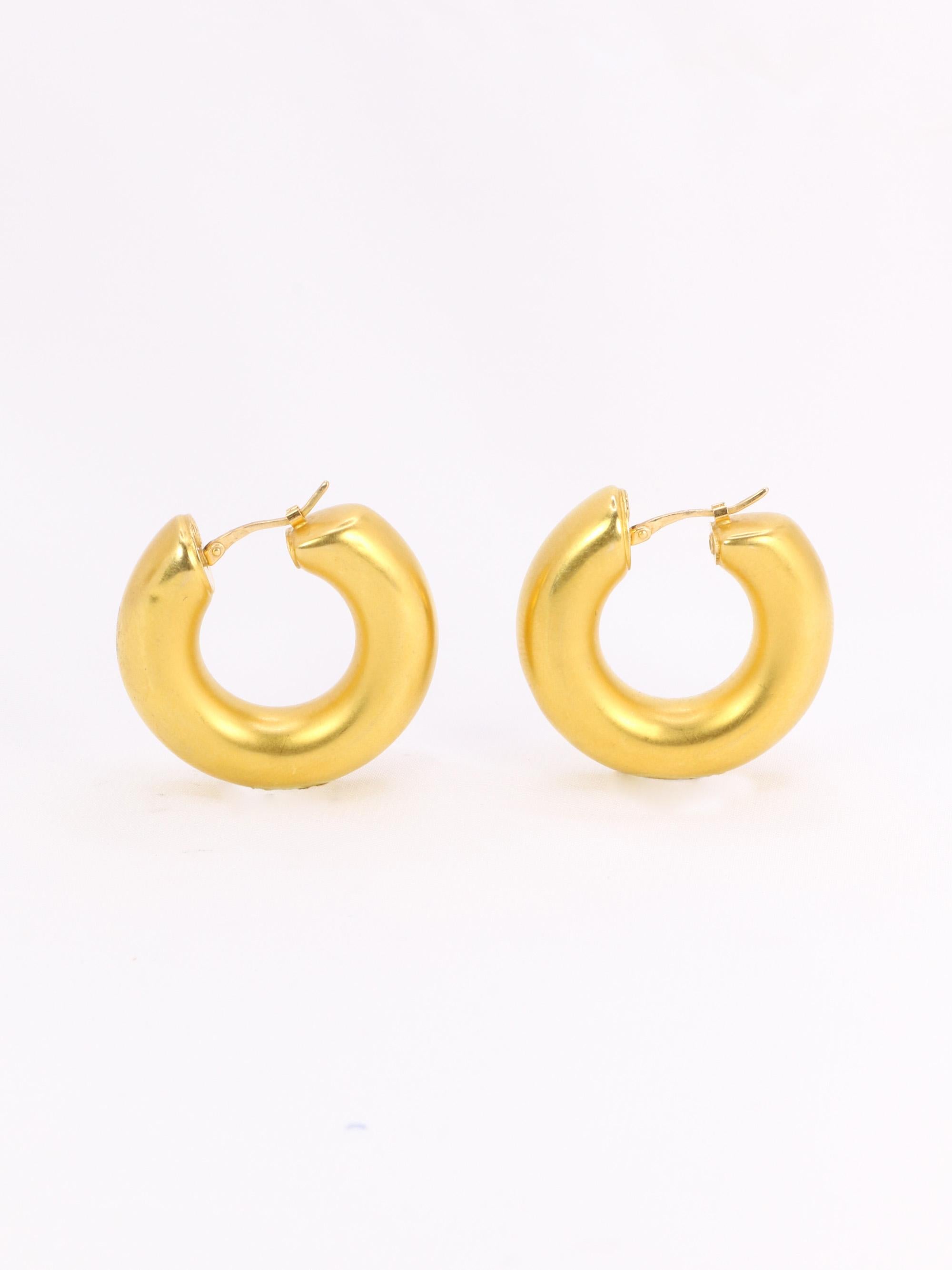 Boucles d'oreilles Créoles vintage or jaune mat