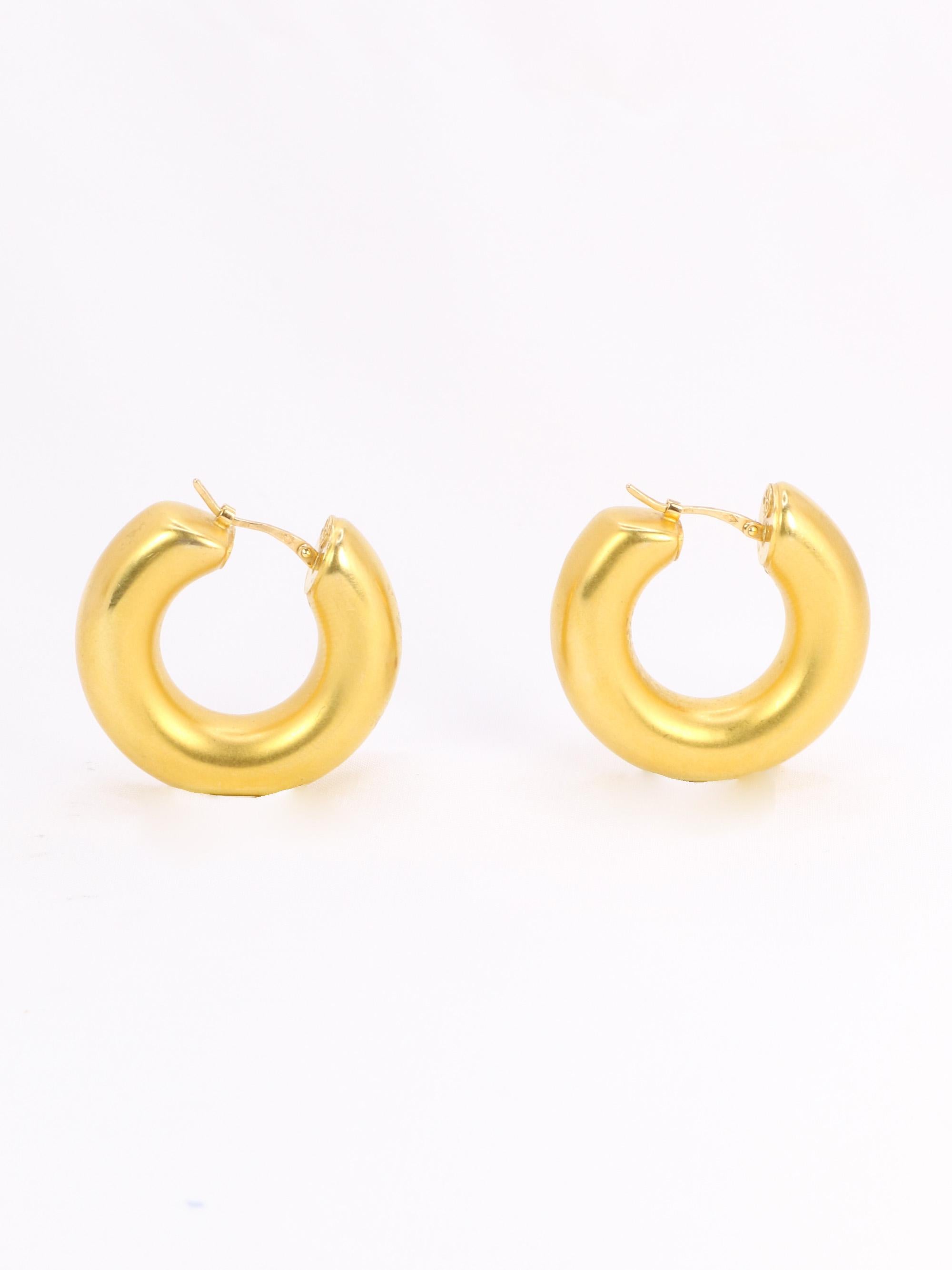 Boucles d'oreilles Créoles vintage or jaune mat